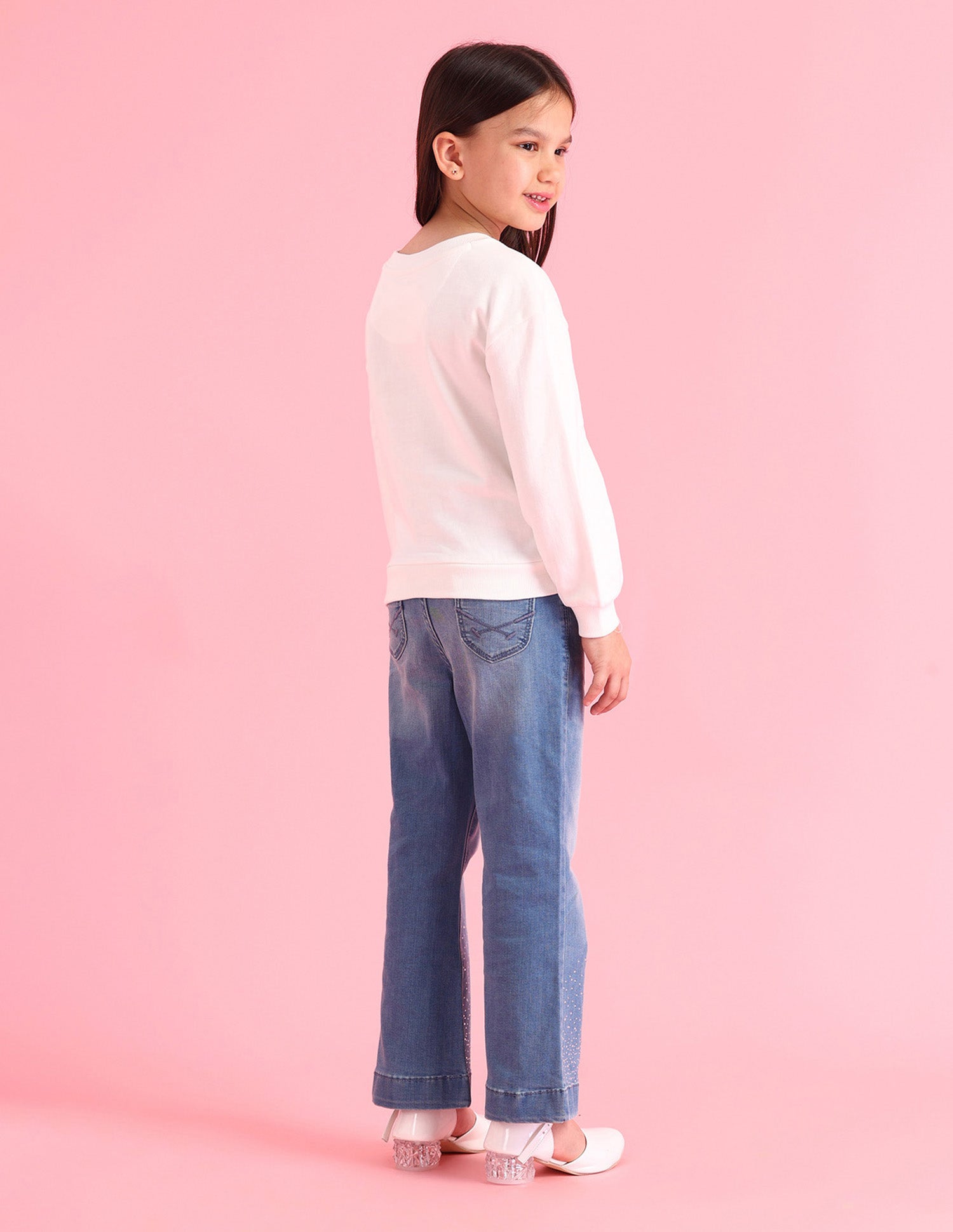 Girls Graphic Printed Regular Fit Sweatshirt Cream - U.S. POLO ASSN. | Large