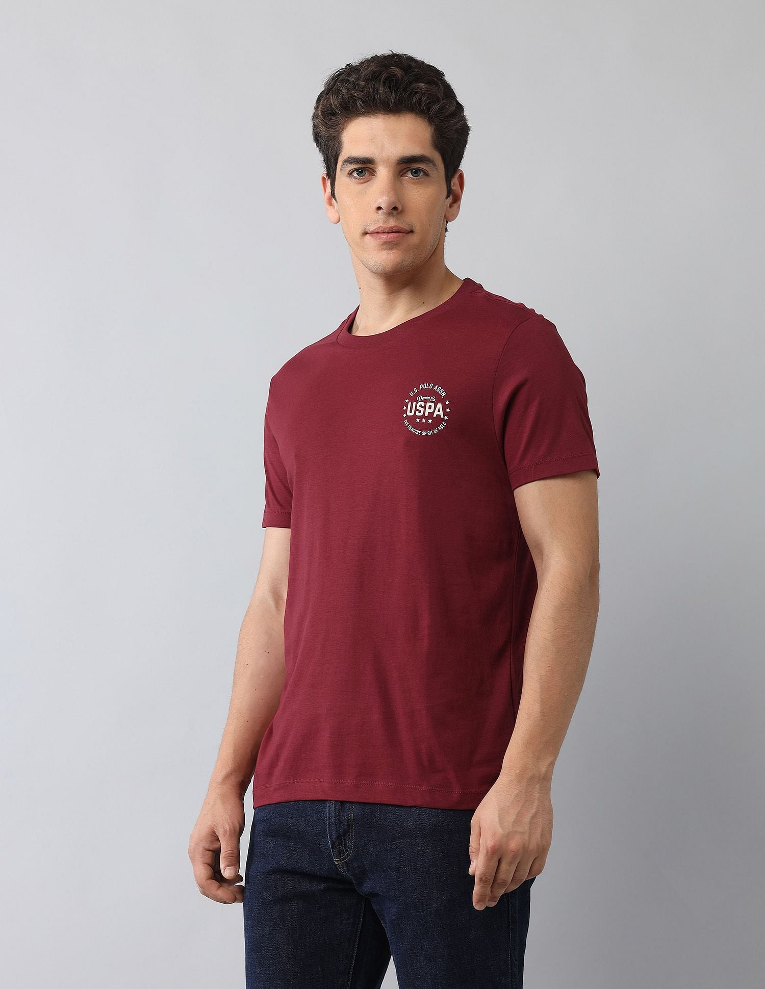 Muscle Fit Brand Printed T-Shirt Wine - U.S. Polo Assn. India | Large