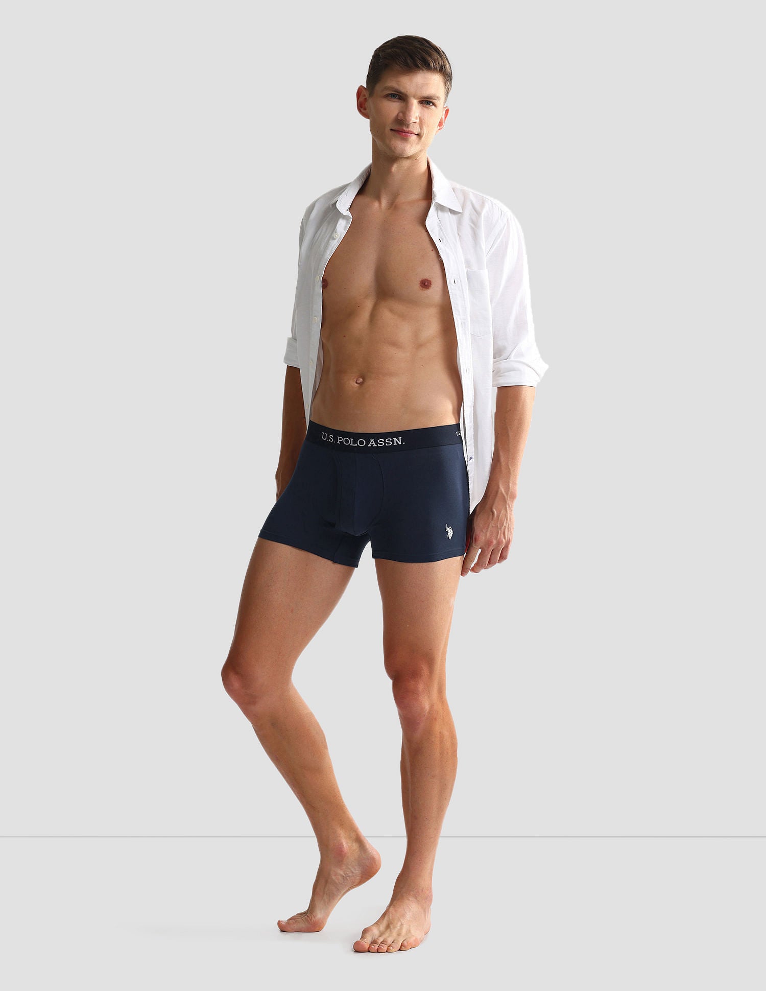 Elastic Waistband Ribbed Solid OET011 Trunks - Pack Of 2 Red and Navy - U.S. POLO ASSN. | Large