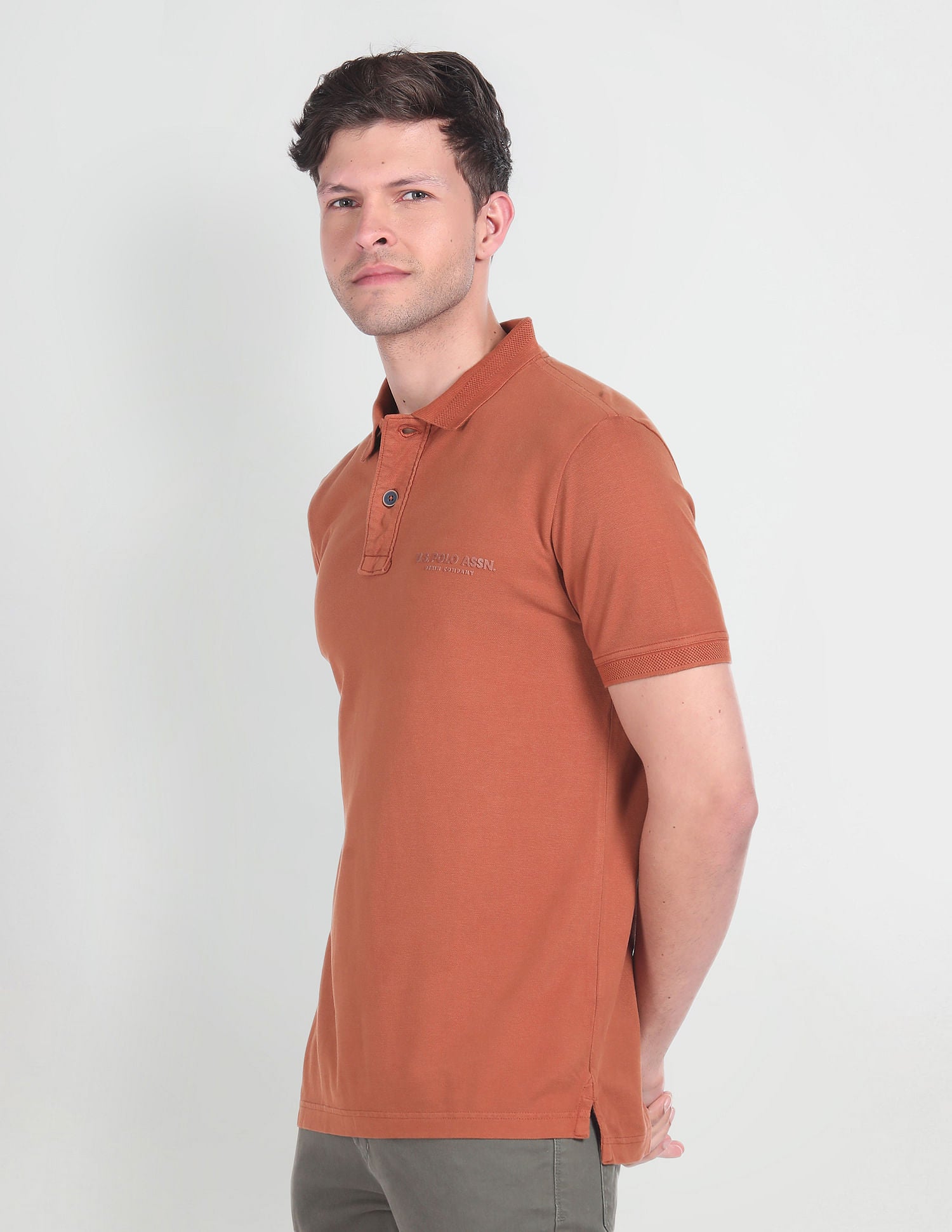 Solid Cotton Polo Shirt Rust - U.S. Polo Assn. India | Large
