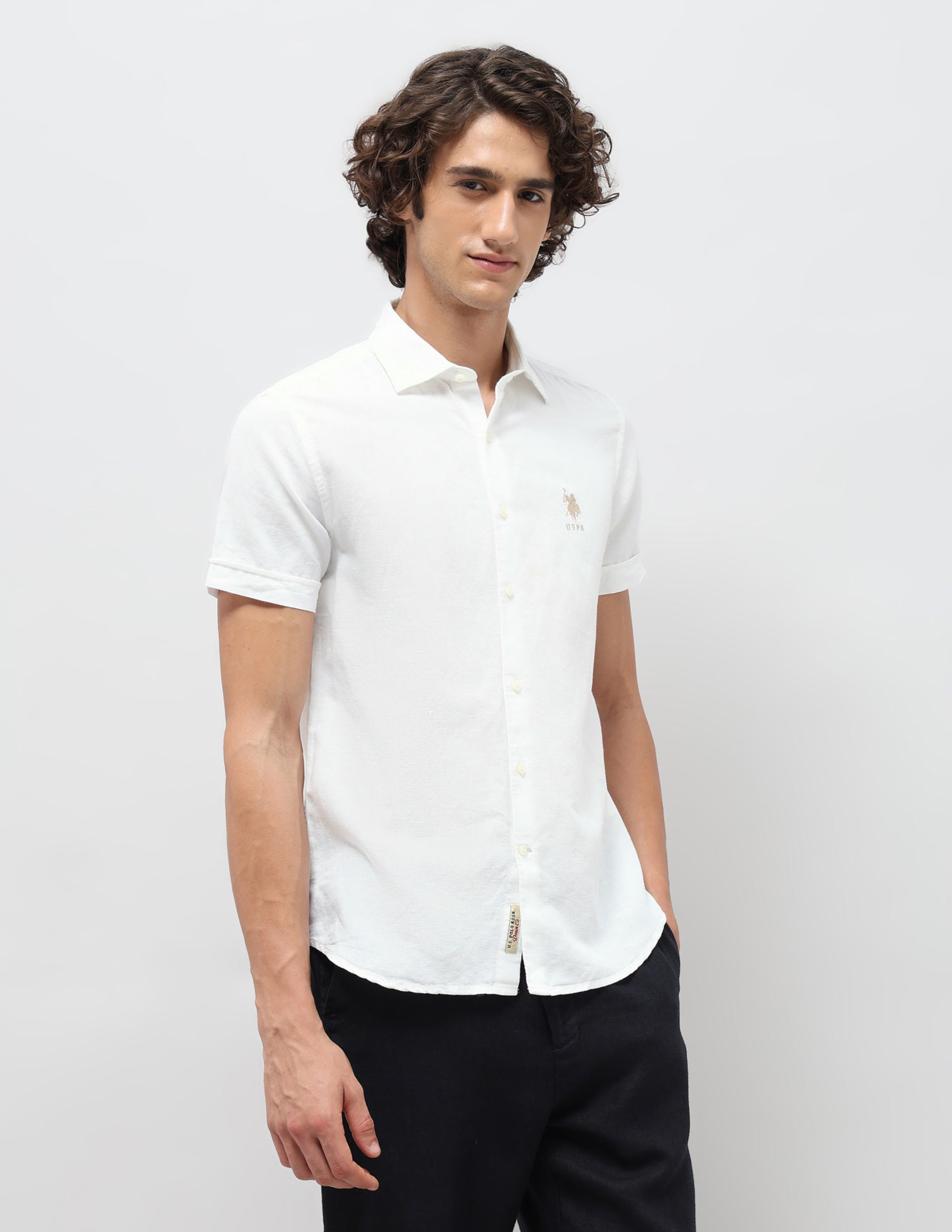 Solid Slim Fit Shirt White - U.S. POLO ASSN. | Large