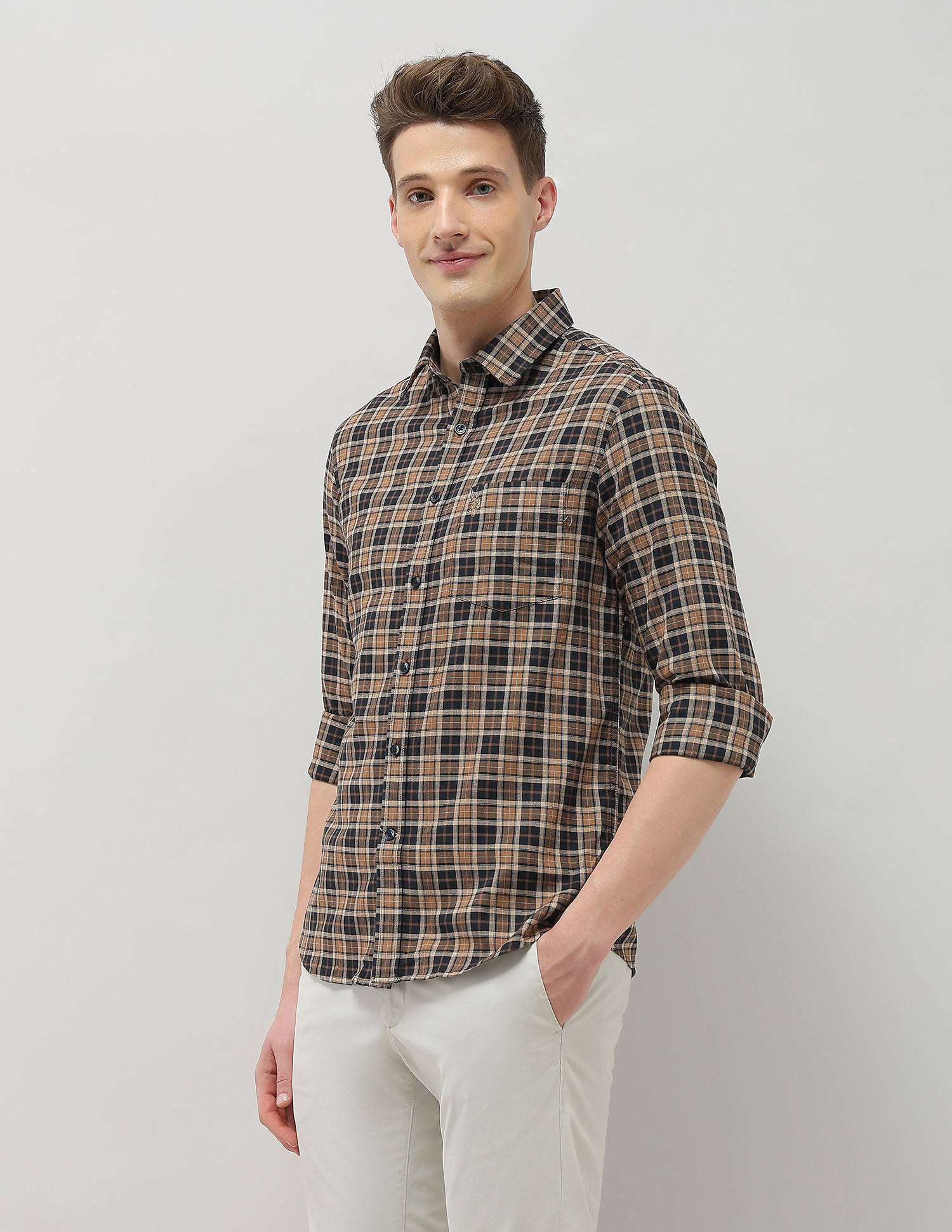 Plaid Checked Sotogrande Shirt Brown - U.S. Polo Assn. India | Large