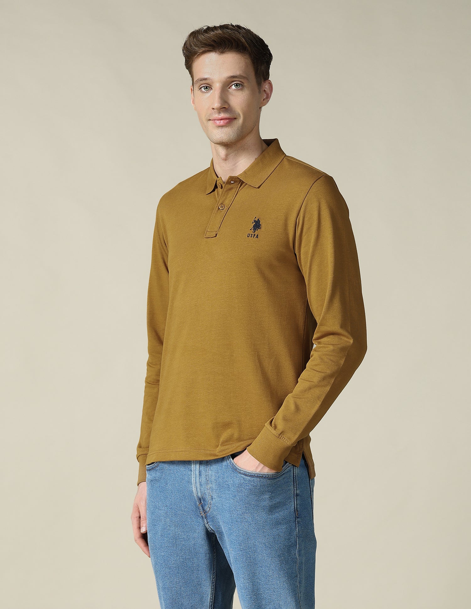 Solid Regular Fit Polo Shirt Brown - U.S. Polo Assn. India | Large