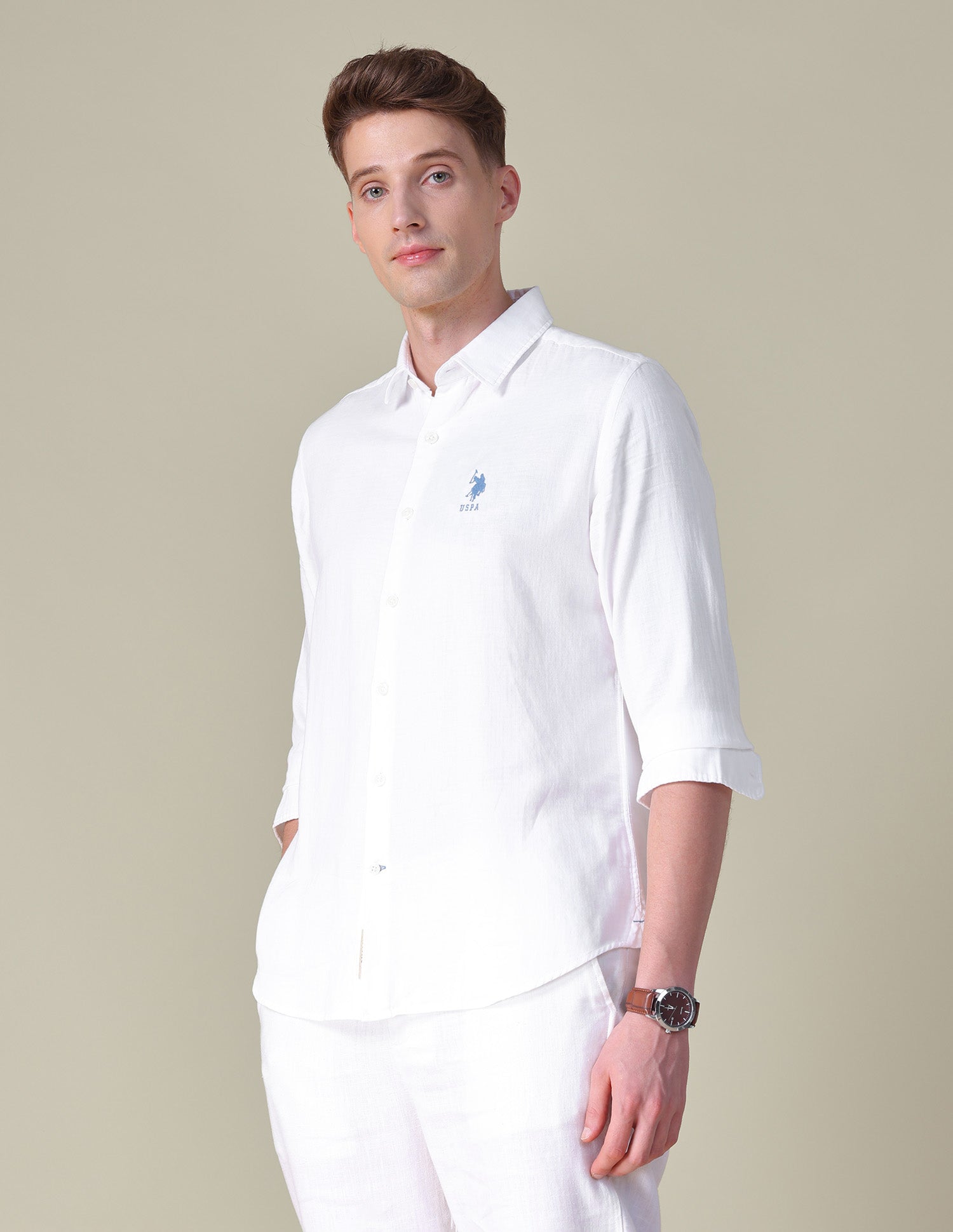 Dobby Regular Fit Shirt White - U.S. POLO ASSN. | Large