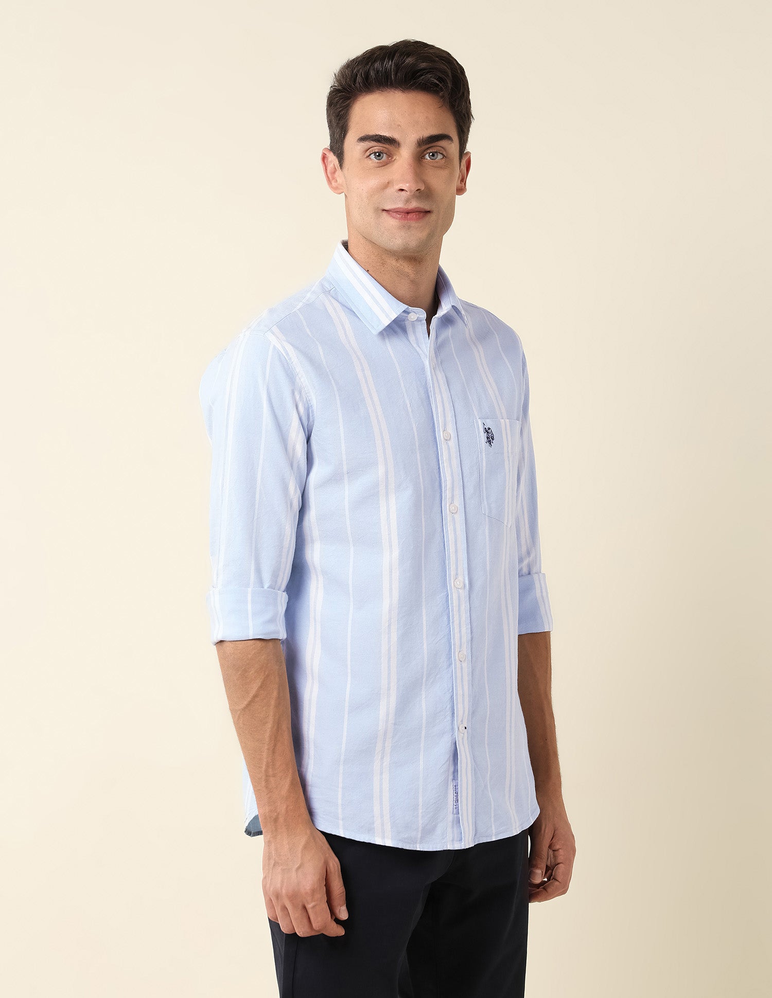 Vertical Striped Tailored Fit Shirt Blue - U.S. Polo Assn. India | Large