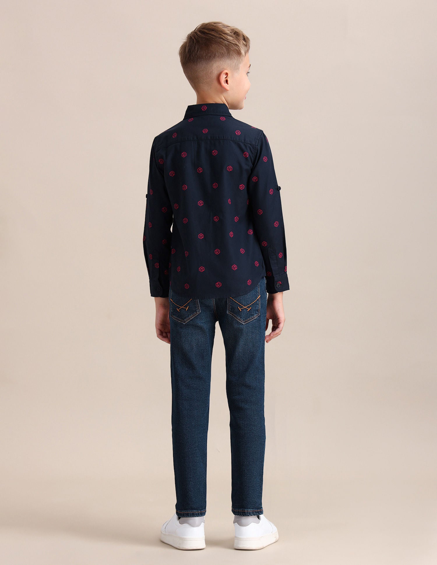 Boys Brand Printed Cotton Shirt Navy - U.S. Polo Assn. India | Large