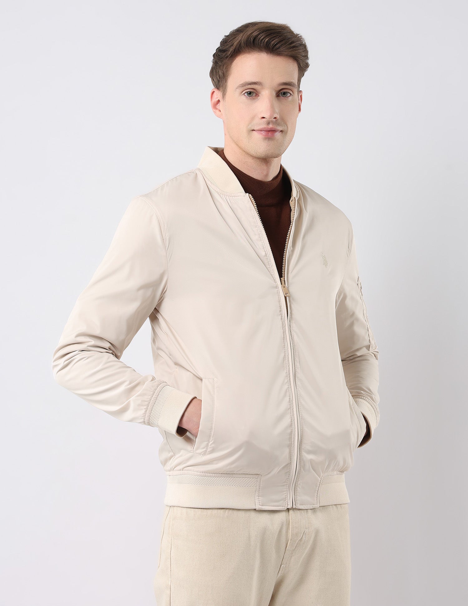 Solid Reversible Jacket Beige - U.S. Polo Assn. India | Large