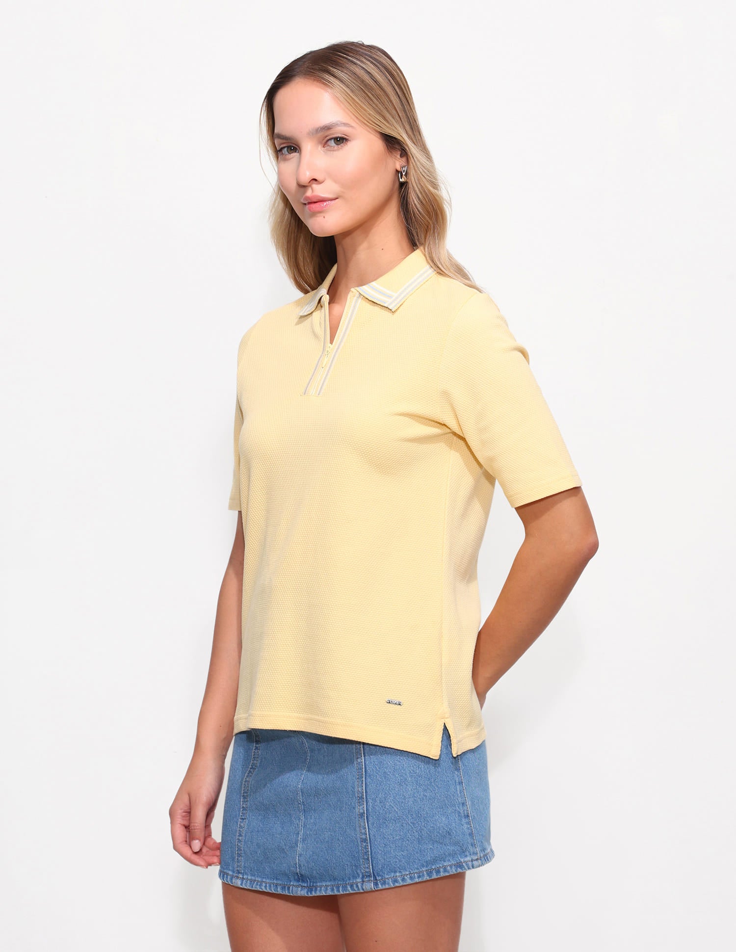 Boxy Fit Textured Polo Shirt Yellow - U.S. Polo Assn. India | Large