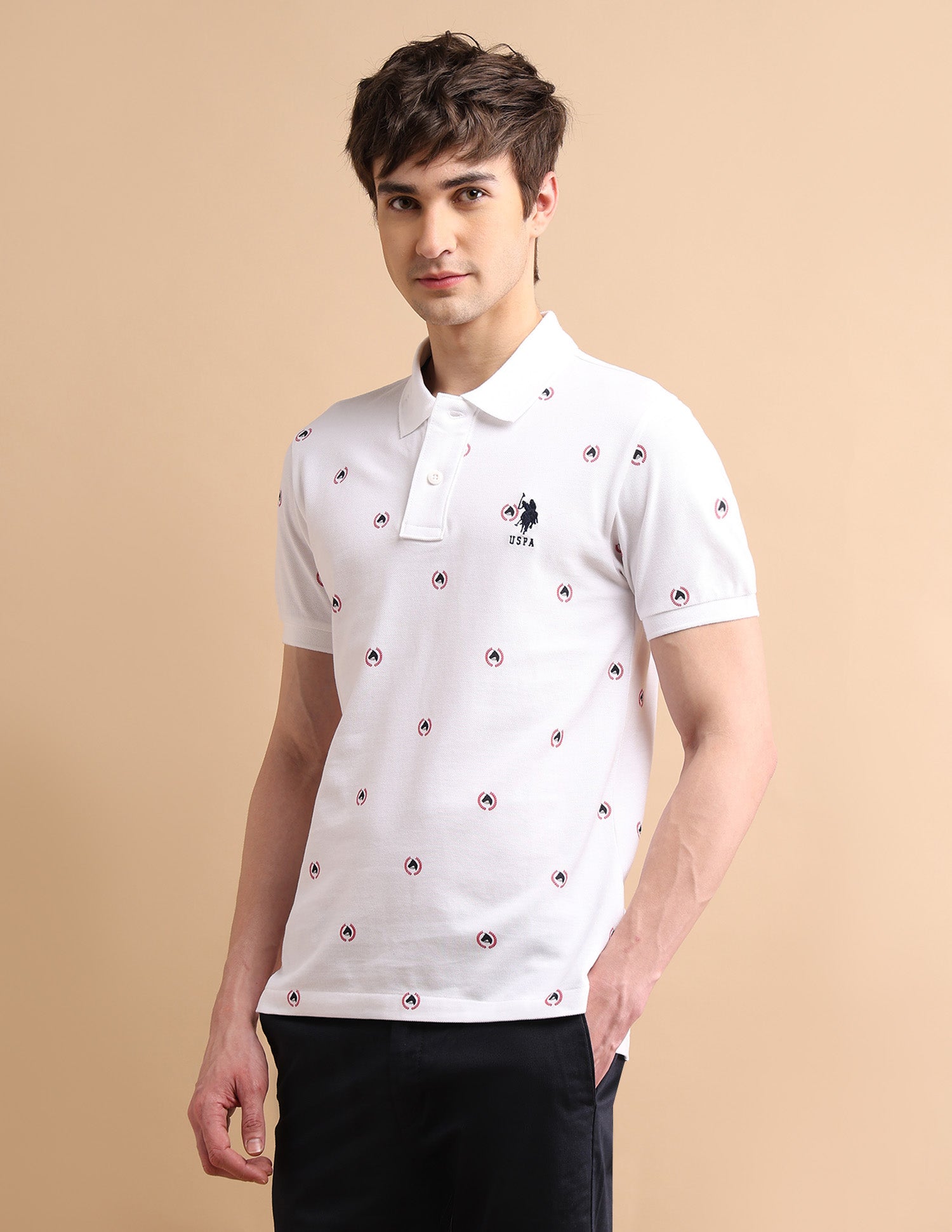 Heritage Print Polo Shirt White - U.S. POLO ASSN. | Large