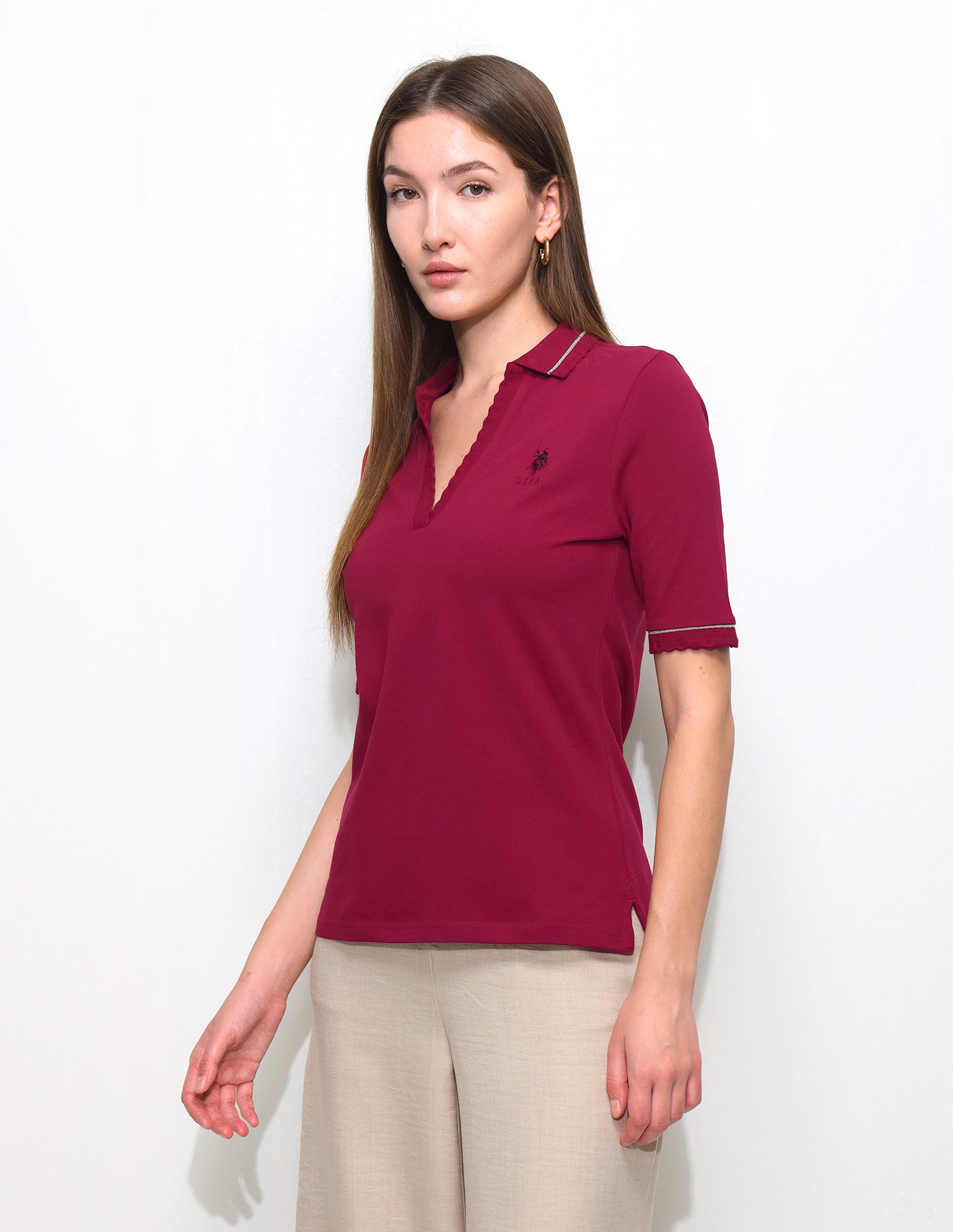 Solid Regular Fit Polo Shirt Dark Red - U.S. Polo Assn. India | Large