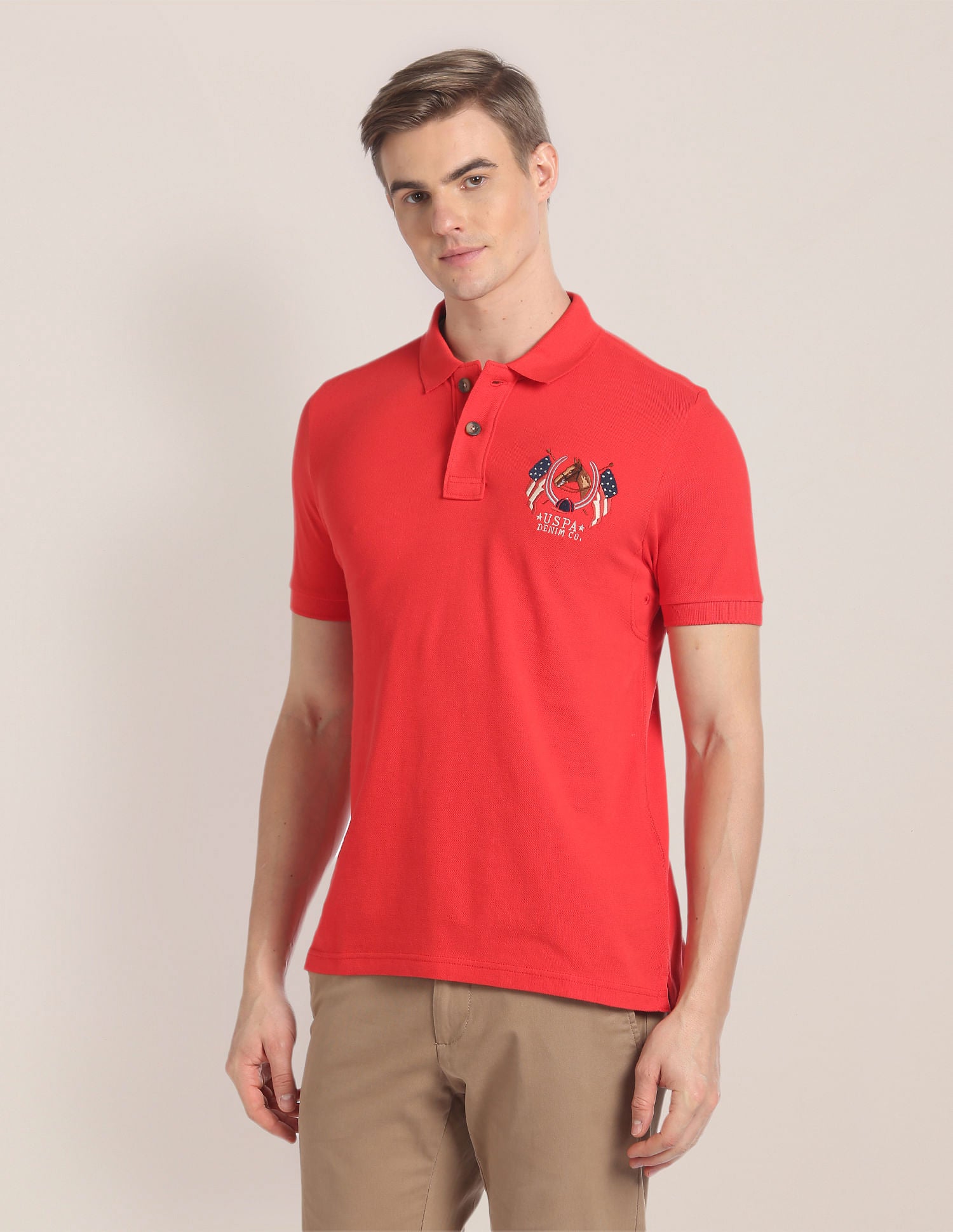 Solid Solid Polo Shirt Coral - U.S. Polo Assn. India | Large