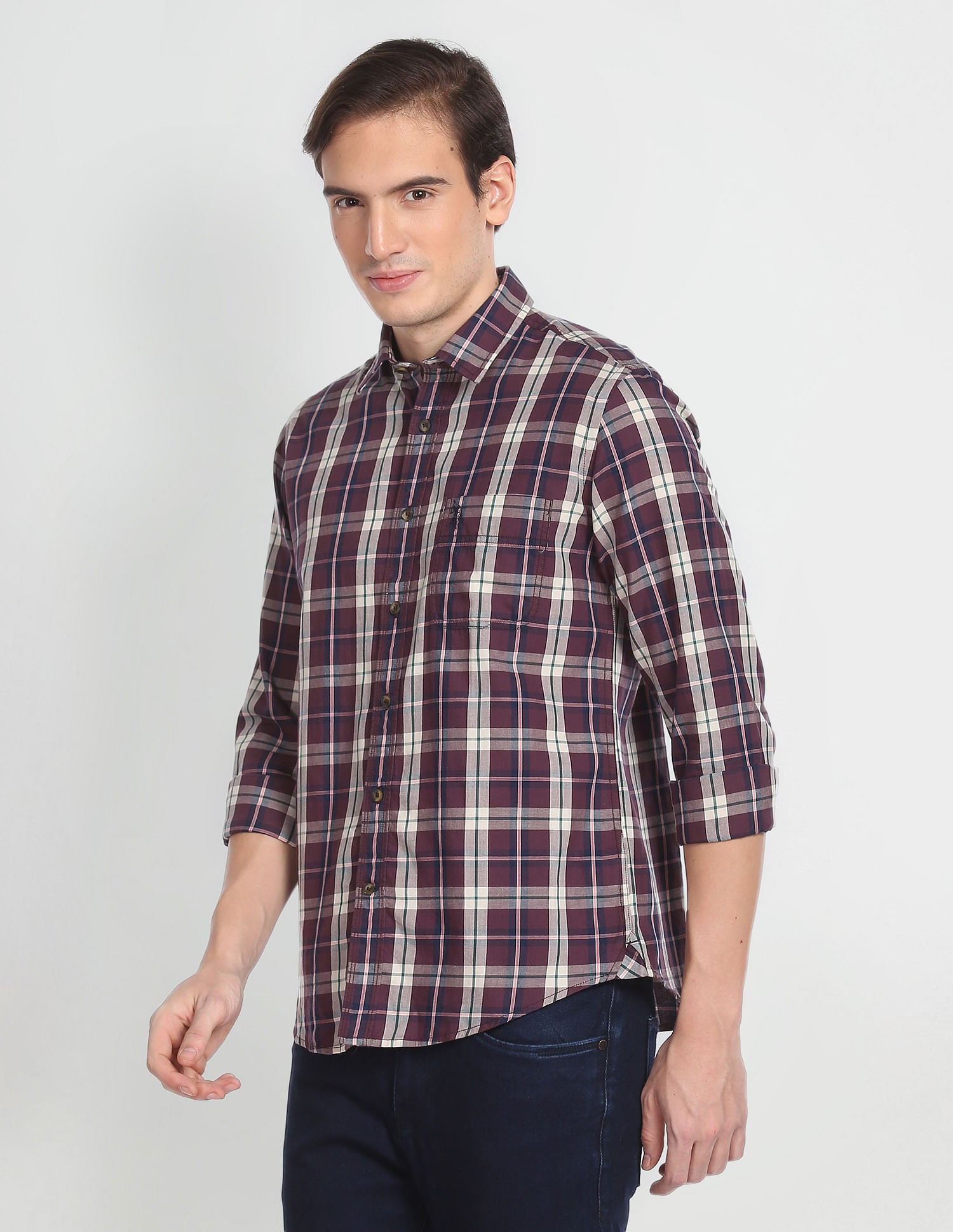 Outdoor Check Twill Shirt Wine - U.S. Polo Assn. India | Large