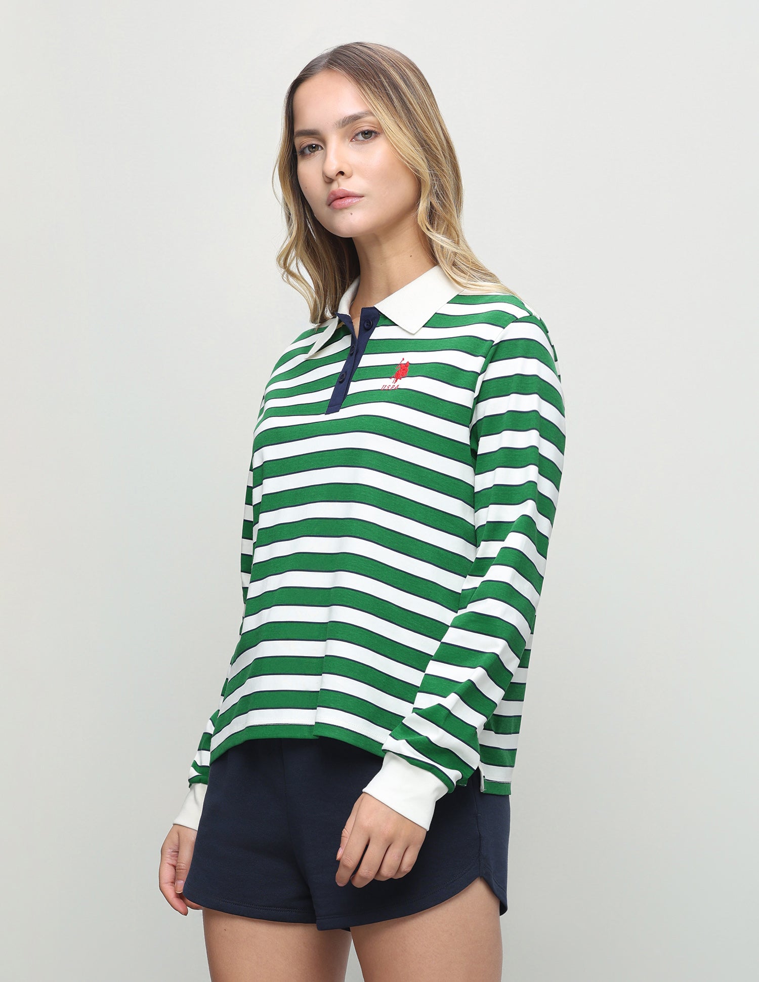 Horizontal Striped Regular Fit Polo Shirt Green - U.S. Polo Assn. India | Large