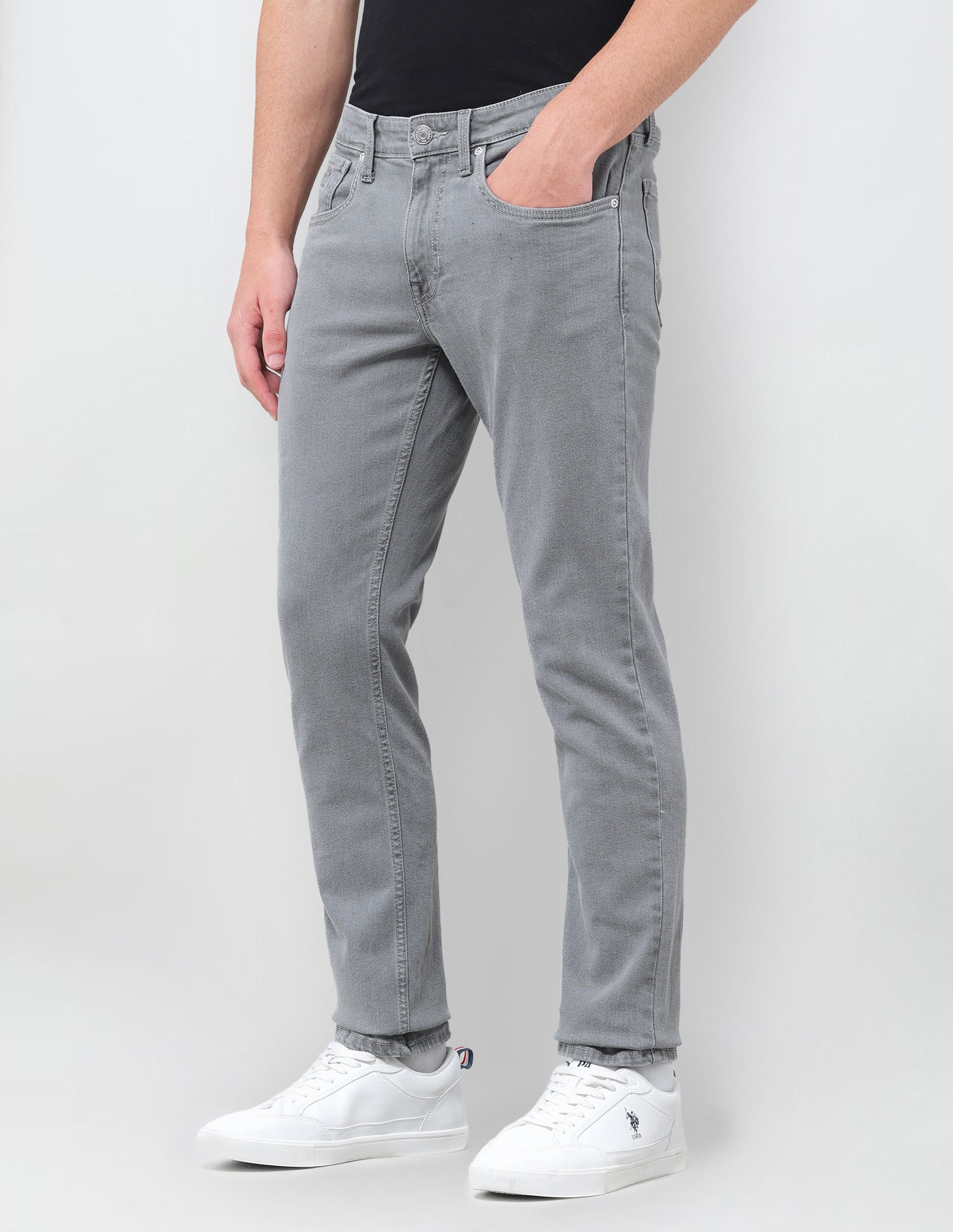 Brandon Slim Tapered Fit Grey Jeans Grey - U.S. Polo Assn. India | Large