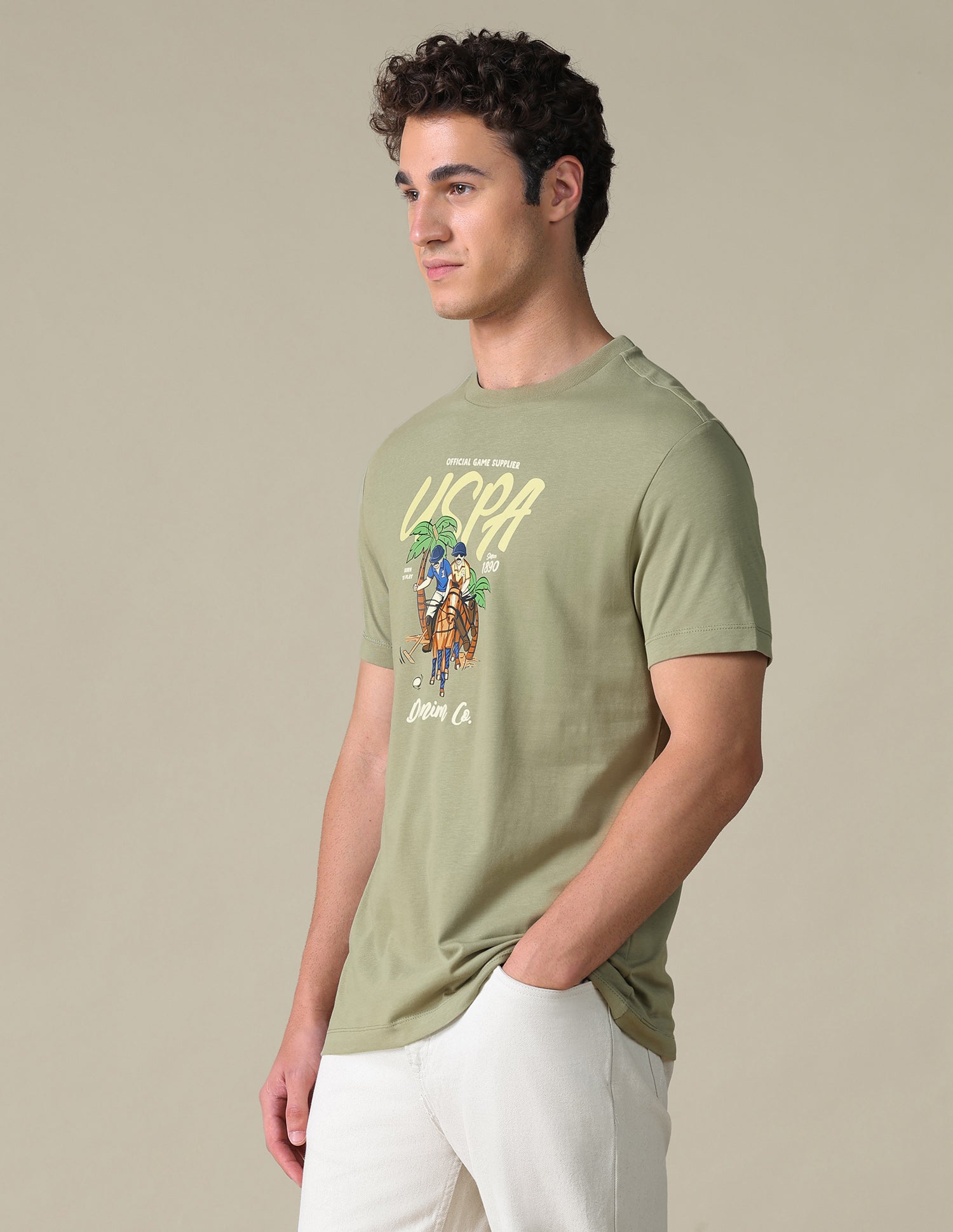 Slim Fit Graphic Brand Printed T-Shirt Green - U.S. Polo Assn. India | Large