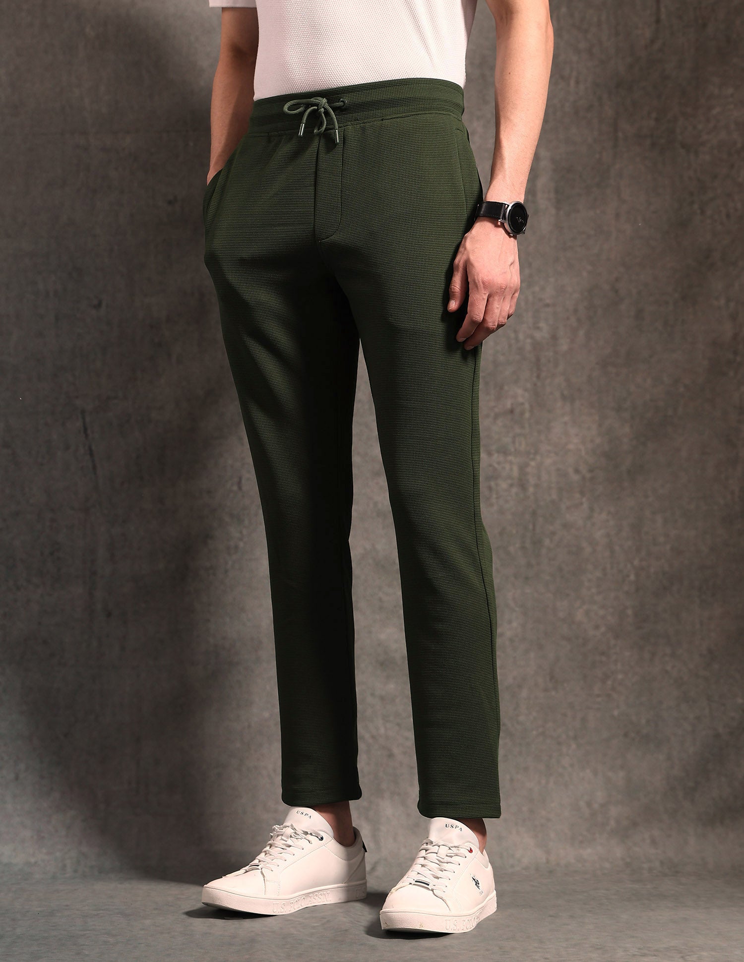 Textured Black & Gold Track Pants Dark Green - U.S. POLO ASSN. | Large