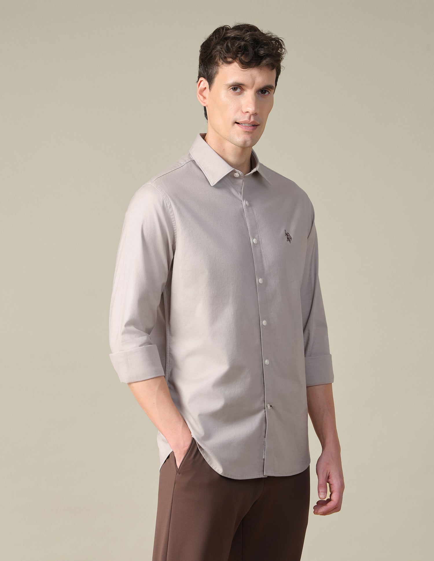 Dobby Tailored Fit Shirt White - U.S. Polo Assn. India | Large