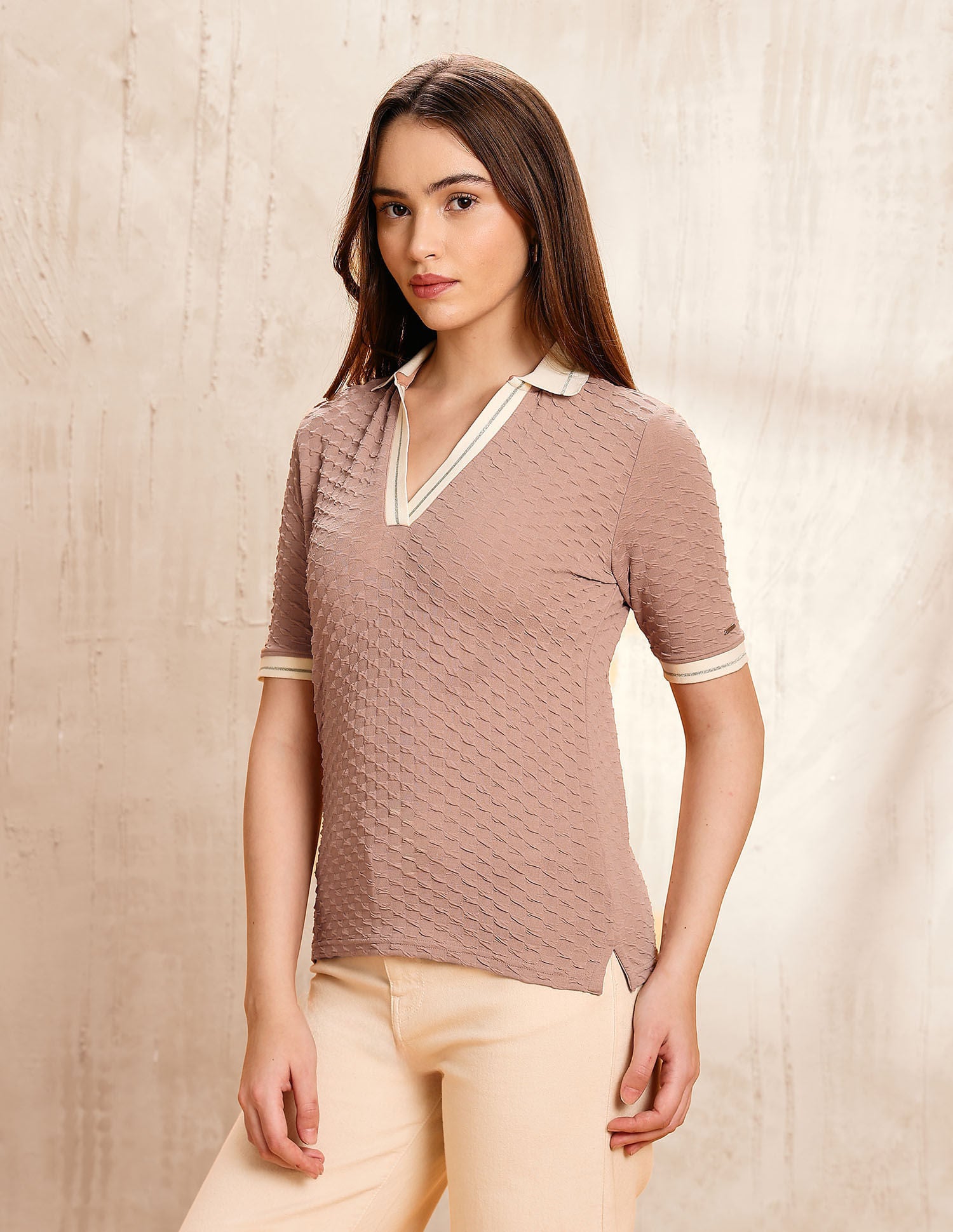 Textured Regular Fit Polo Shirt Brown - U.S. Polo Assn. India | Large