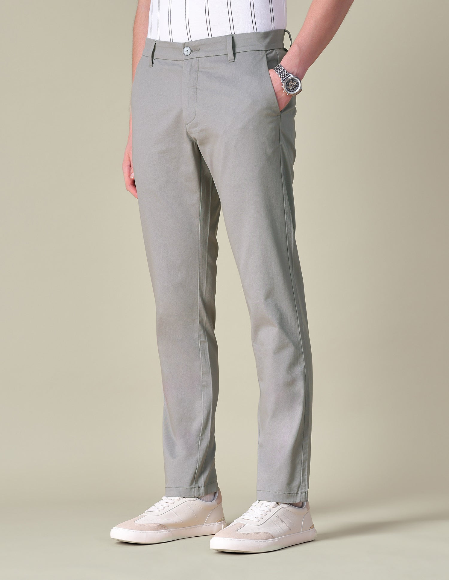 Twill Denver Slim Fit Trousers Grey - U.S. POLO ASSN. | Large