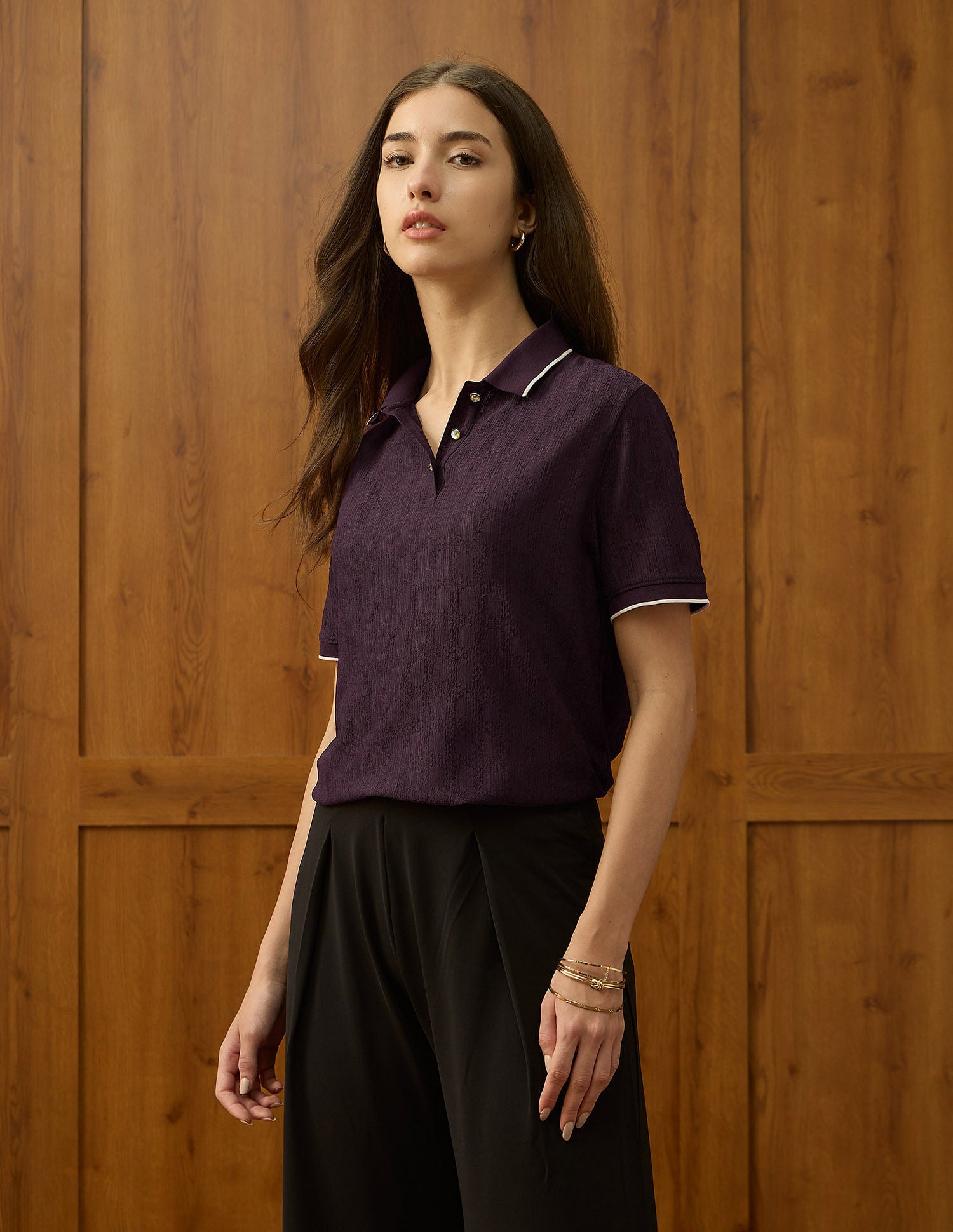 Boxy Fit Textured Polo Shirt Wine - U.S. POLO ASSN. | Large