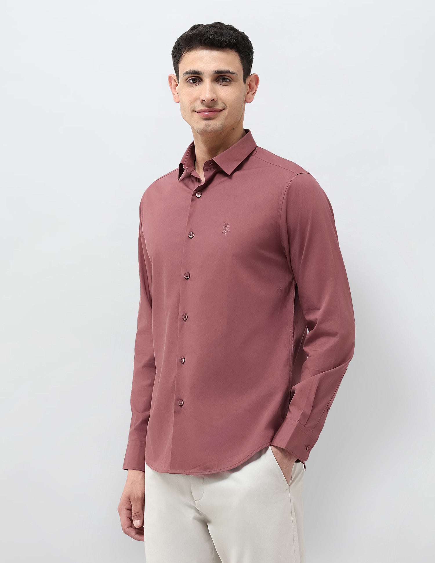 Solid Tailored Fit Shirt Dusty Pink - U.S. Polo Assn. India | Large