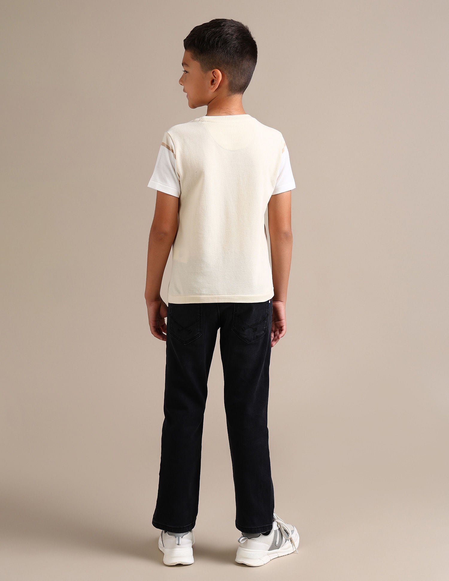 Boys Colour Blocked Cotton T-Shirt Nude - U.S. Polo Assn. India | Large