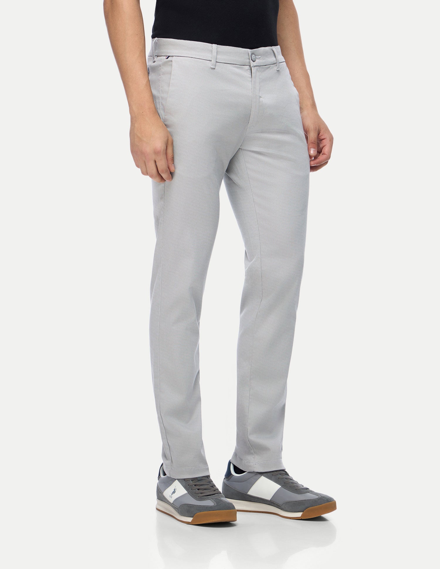 Denver Slim Fit Satin Trousers Light Grey - U.S. Polo Assn. India | Large