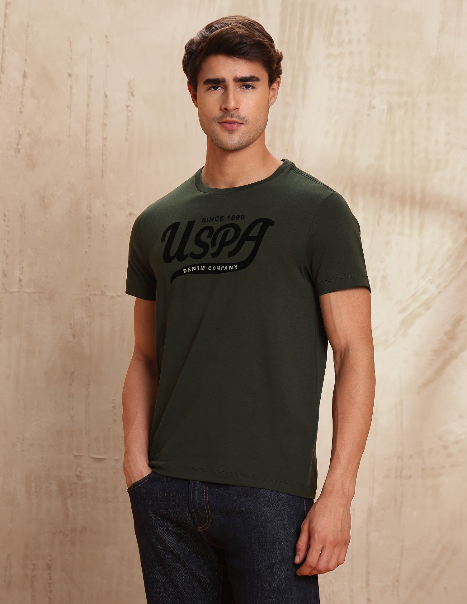 Brand Printed Regular Fit T-Shirt Olive - U.S. POLO ASSN. | Large