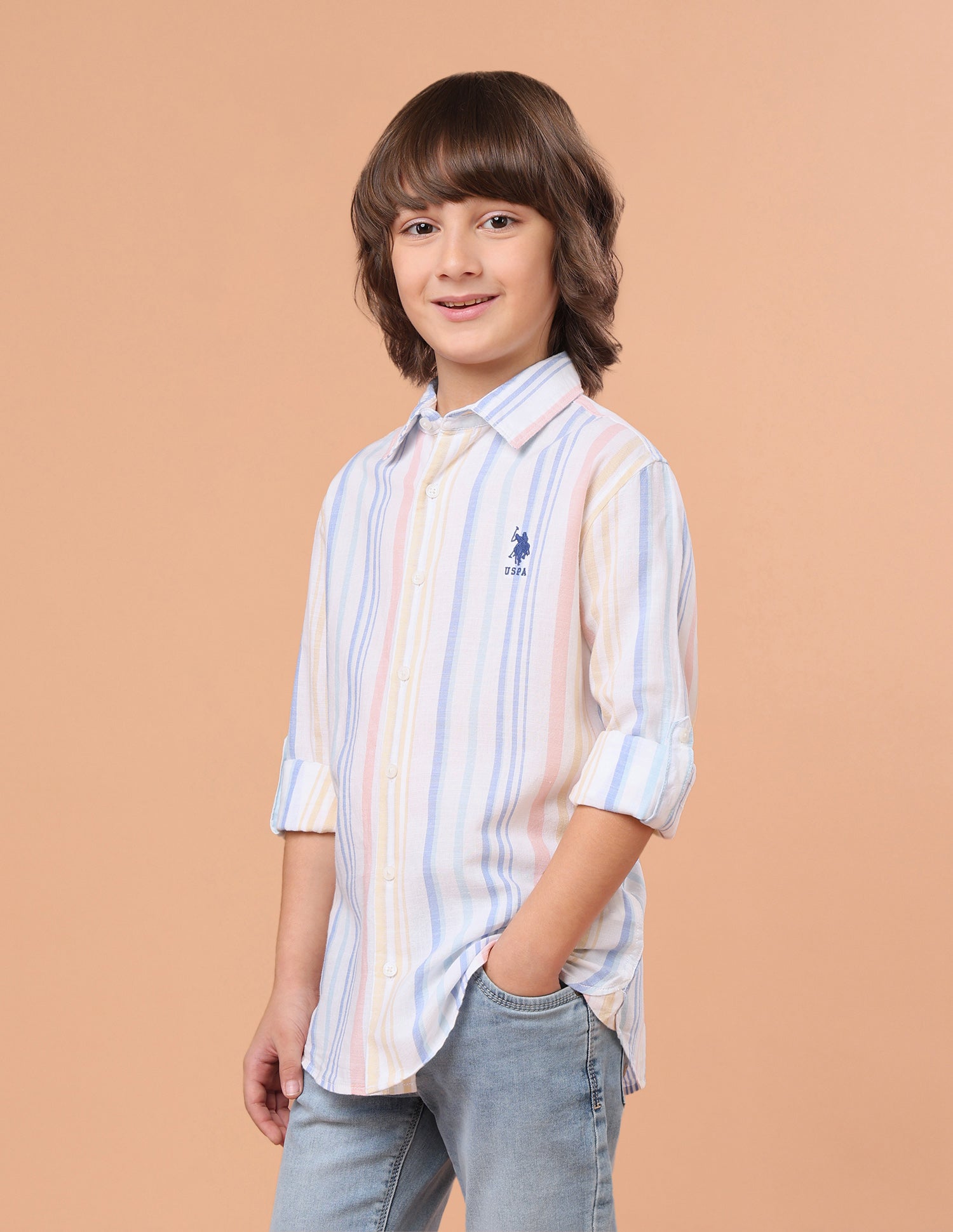 Vertical Striped Regular Fit Shirt White - U.S. Polo Assn. India | Large