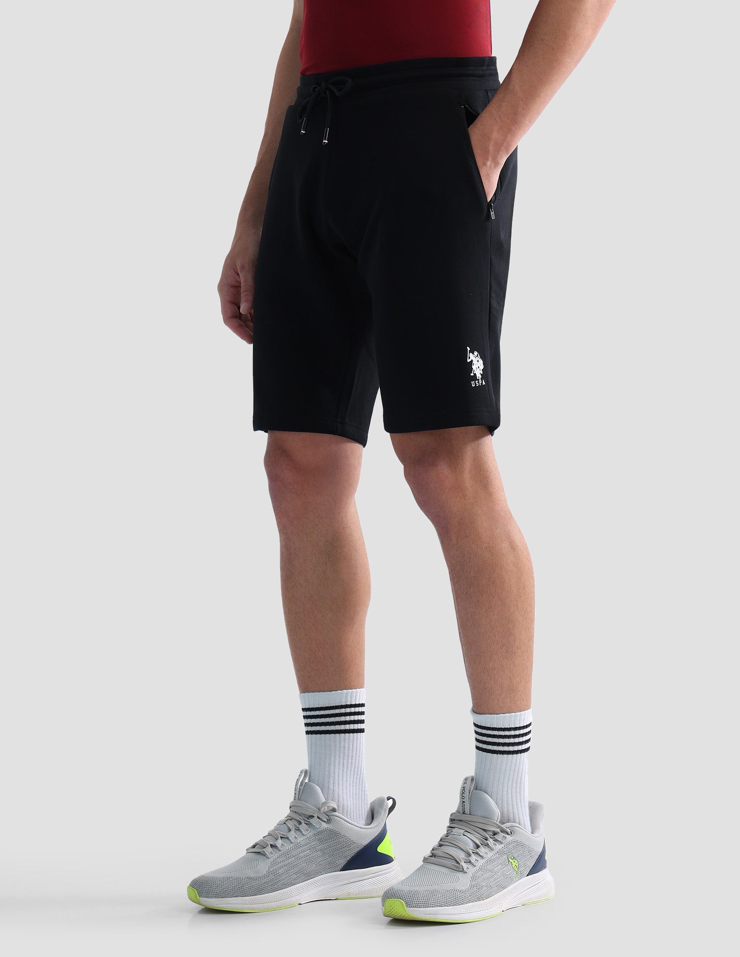 Mid Rise Slim Fit Active Shorts Black - U.S. Polo Assn. India | Large