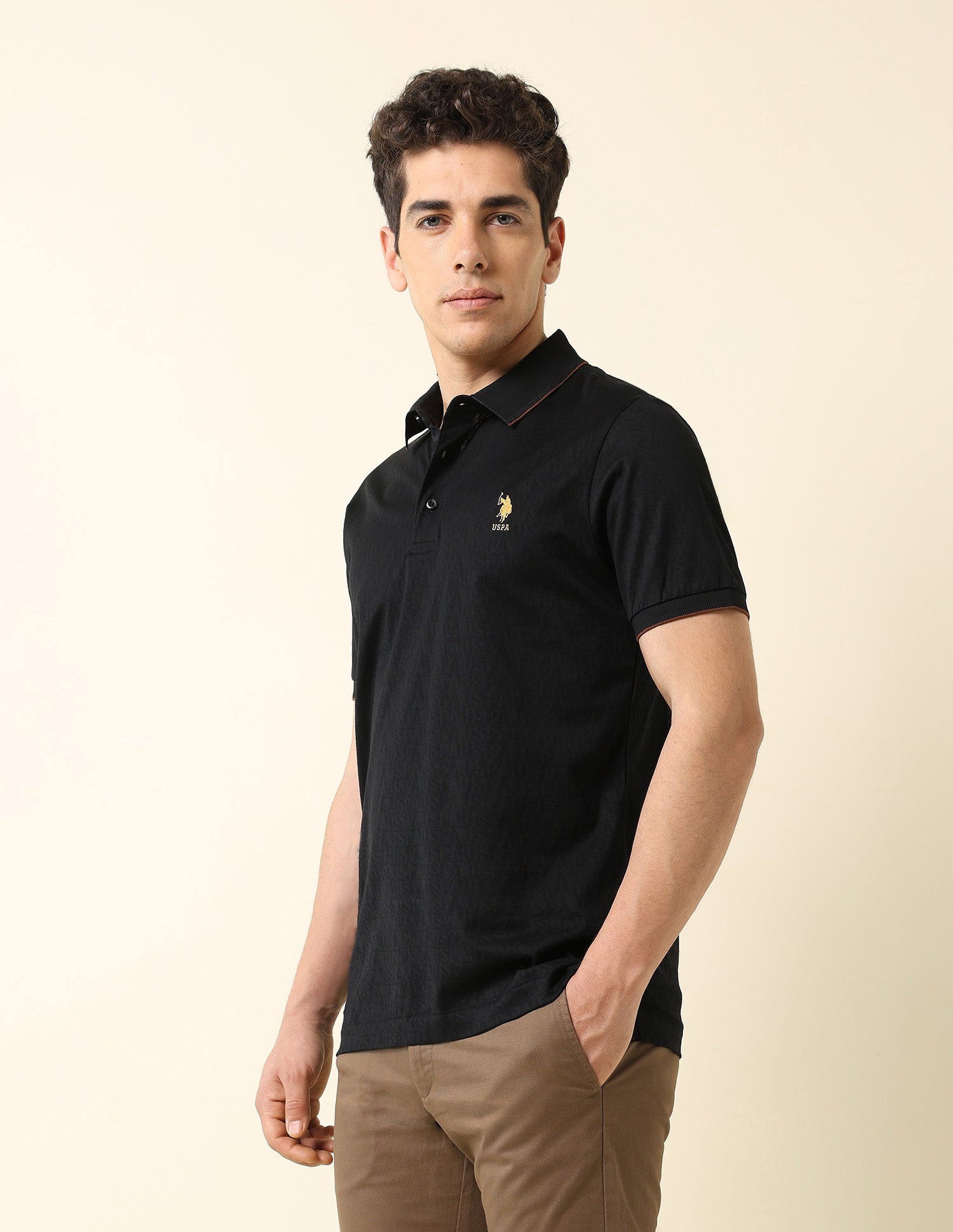 Solid Monochrome Majesty Polo Shirt Black - U.S. Polo Assn. India | Large