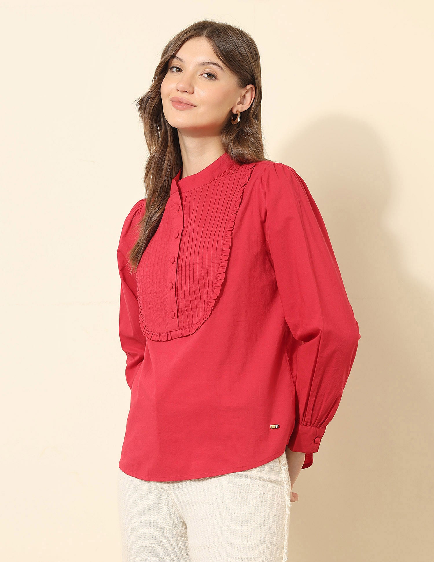 Gathered Yoke Relaxed Fit Top Red - U.S. POLO ASSN. | Large