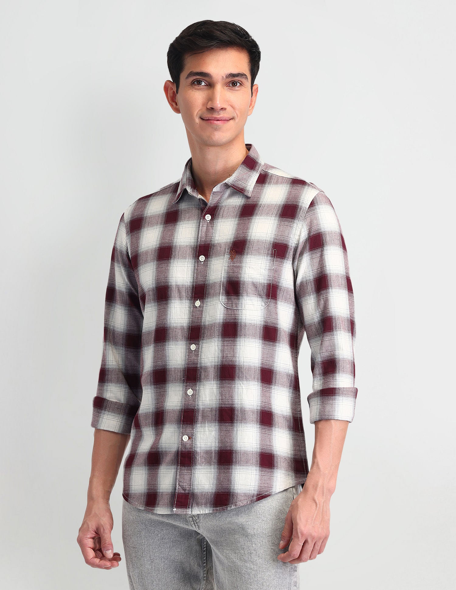 Tartan Check Regular Fit Shirt Maroon - U.S. Polo Assn. India | Large