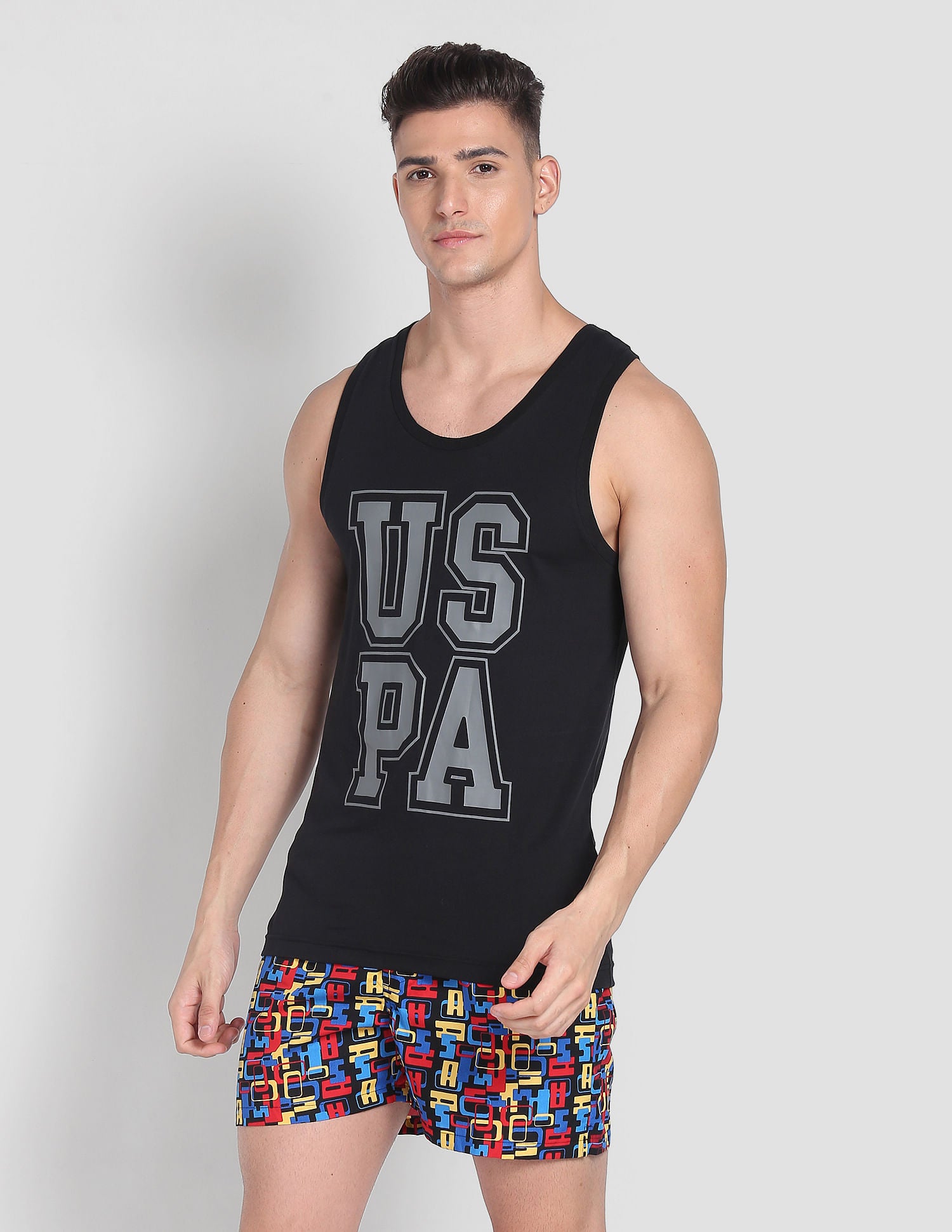 Brand Print Cotton IYBD Vest - Pack Of 1 Black - U.S. POLO ASSN. | Large