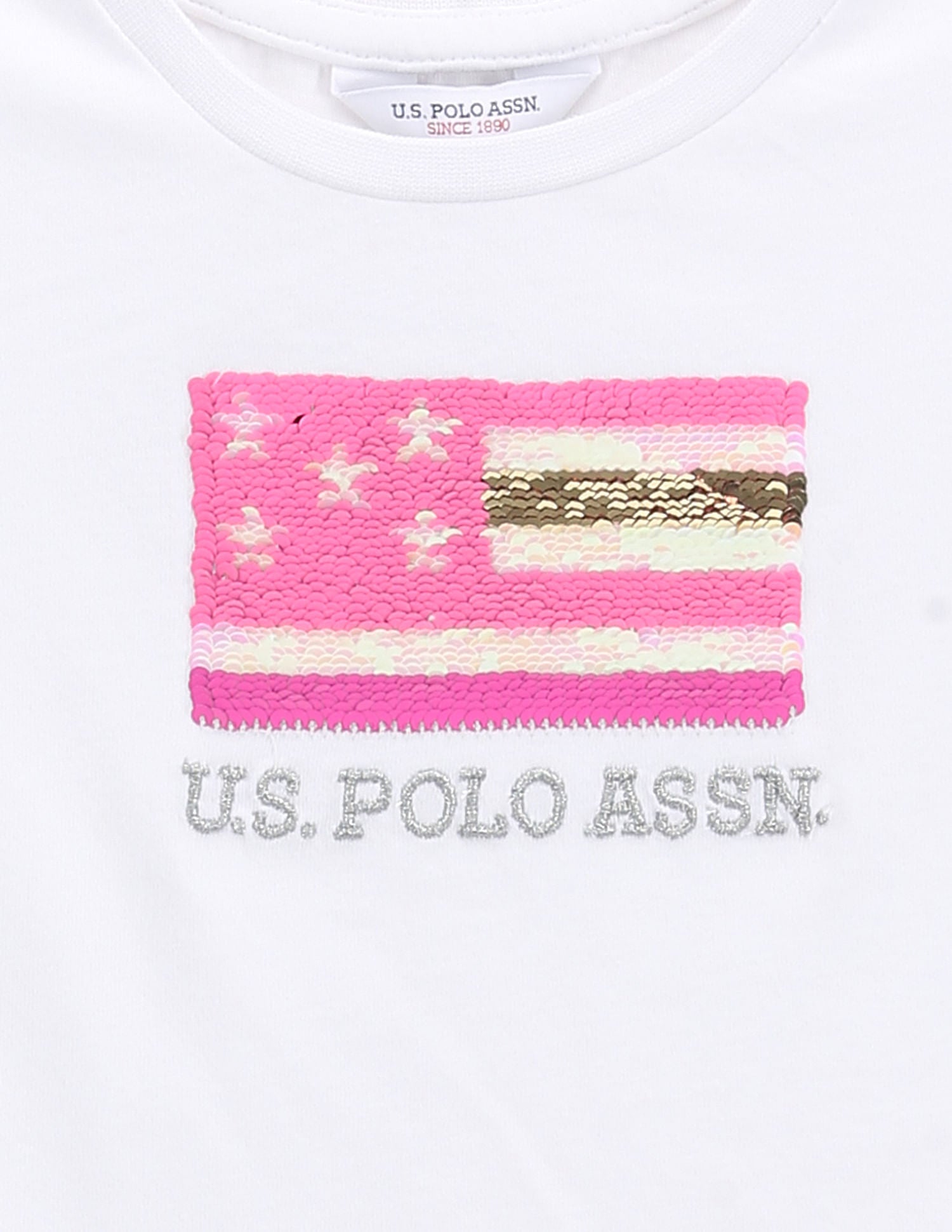 Girls Flip Sequin T-Shirt White - U.S. POLO ASSN. | Large
