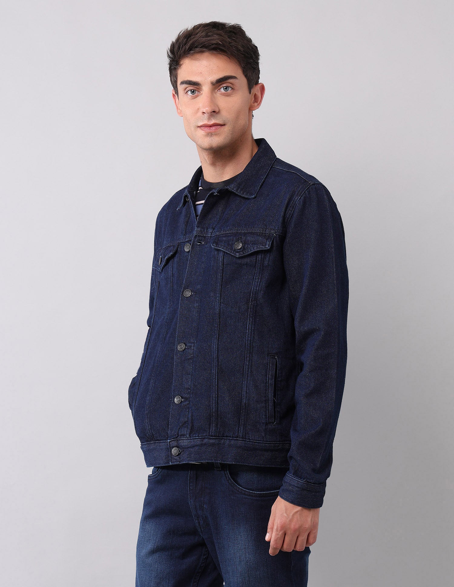 Solid Regular Fit Denim Jacket Dark Wash - U.S. Polo Assn. India | Large