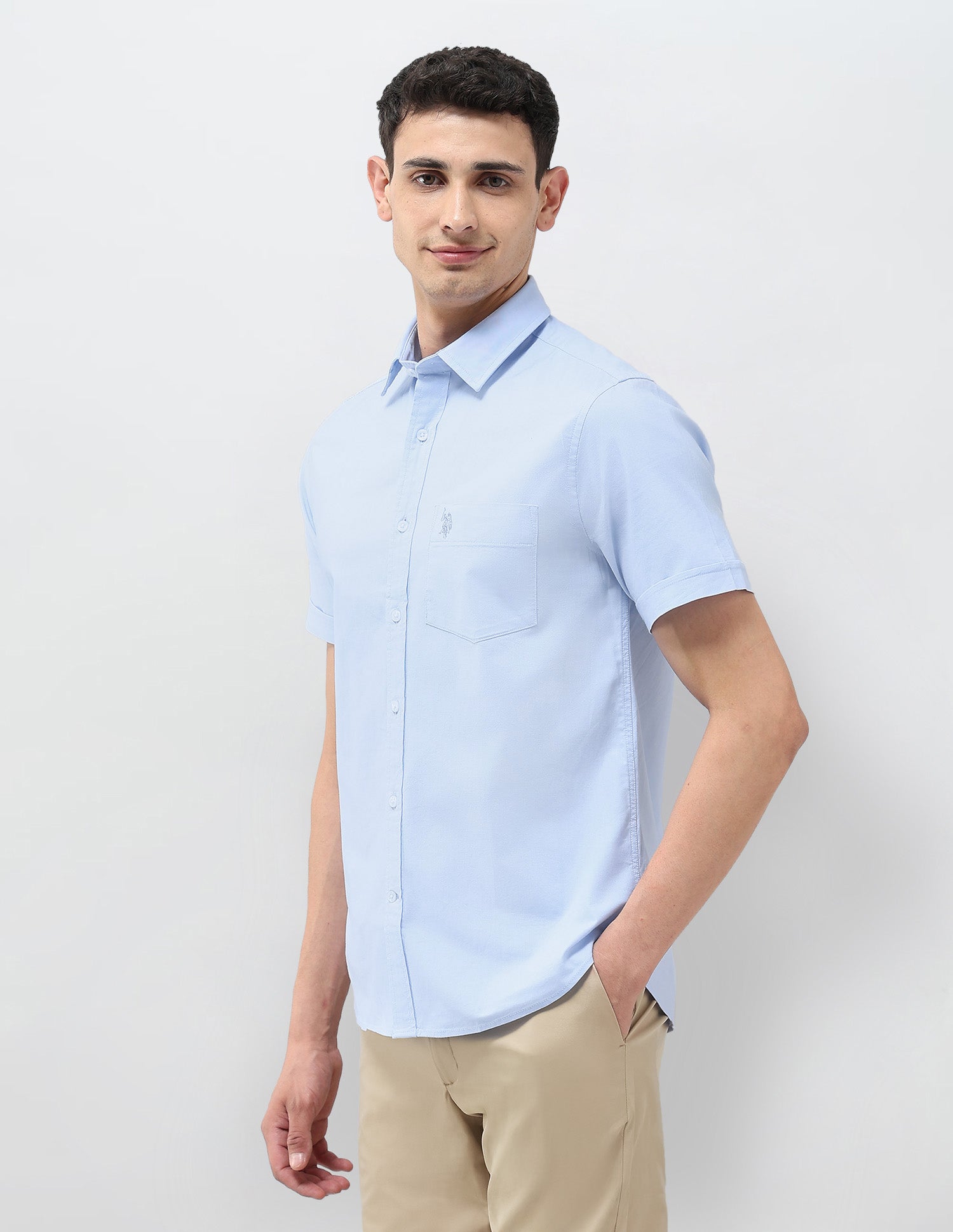 Tailored Fit Oxford Shirt Light Blue - U.S. Polo Assn. India | Large