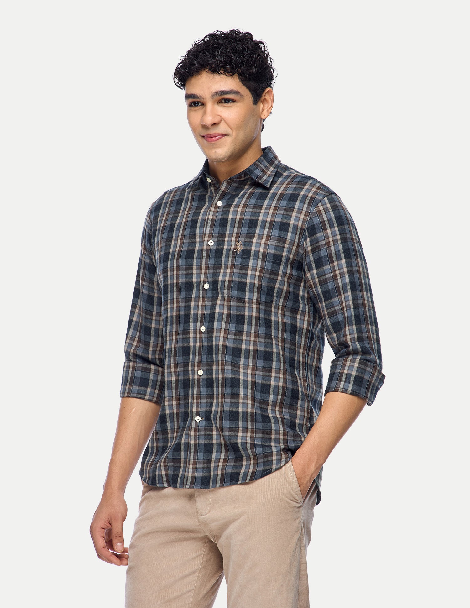 Plaid Checked Twill Shirt Grey - U.S. Polo Assn. India | Large