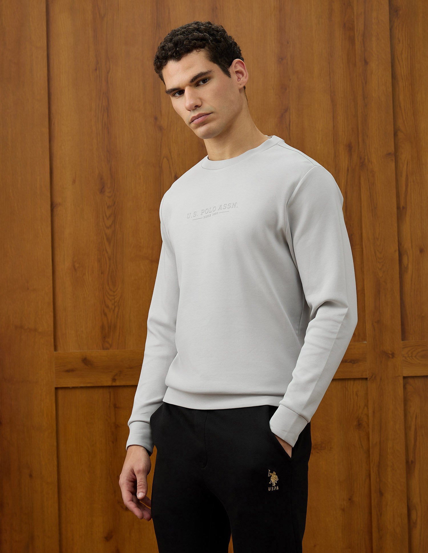 Regular Fit Varsity Theatre Sweatshirt Light Grey - U.S. POLO ASSN. | Large