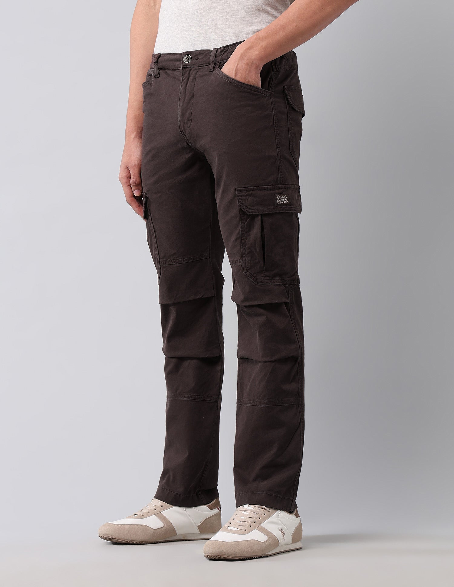 Straight Fit Pure Cotton Cargos Choco - U.S. Polo Assn. India | Large