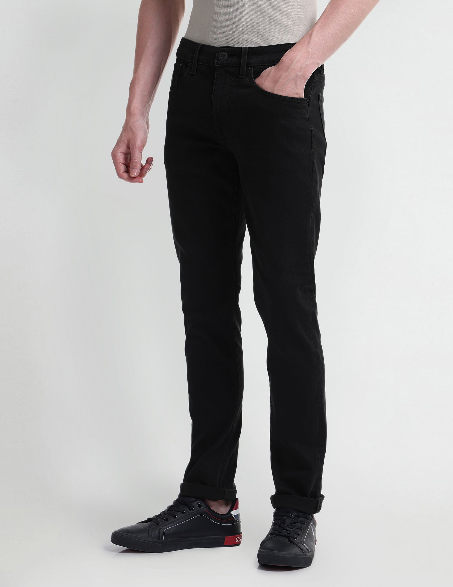 Regallo Skinny Fit Black Jeans Black - U.S. Polo Assn. India | Large