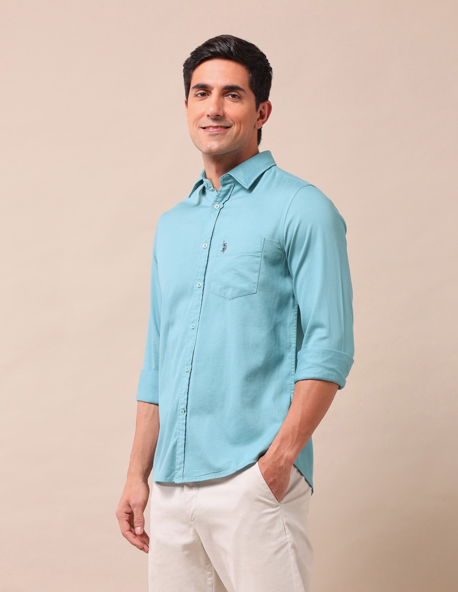 Solid Regular Shirt Teal - U.S. Polo Assn. India | Large