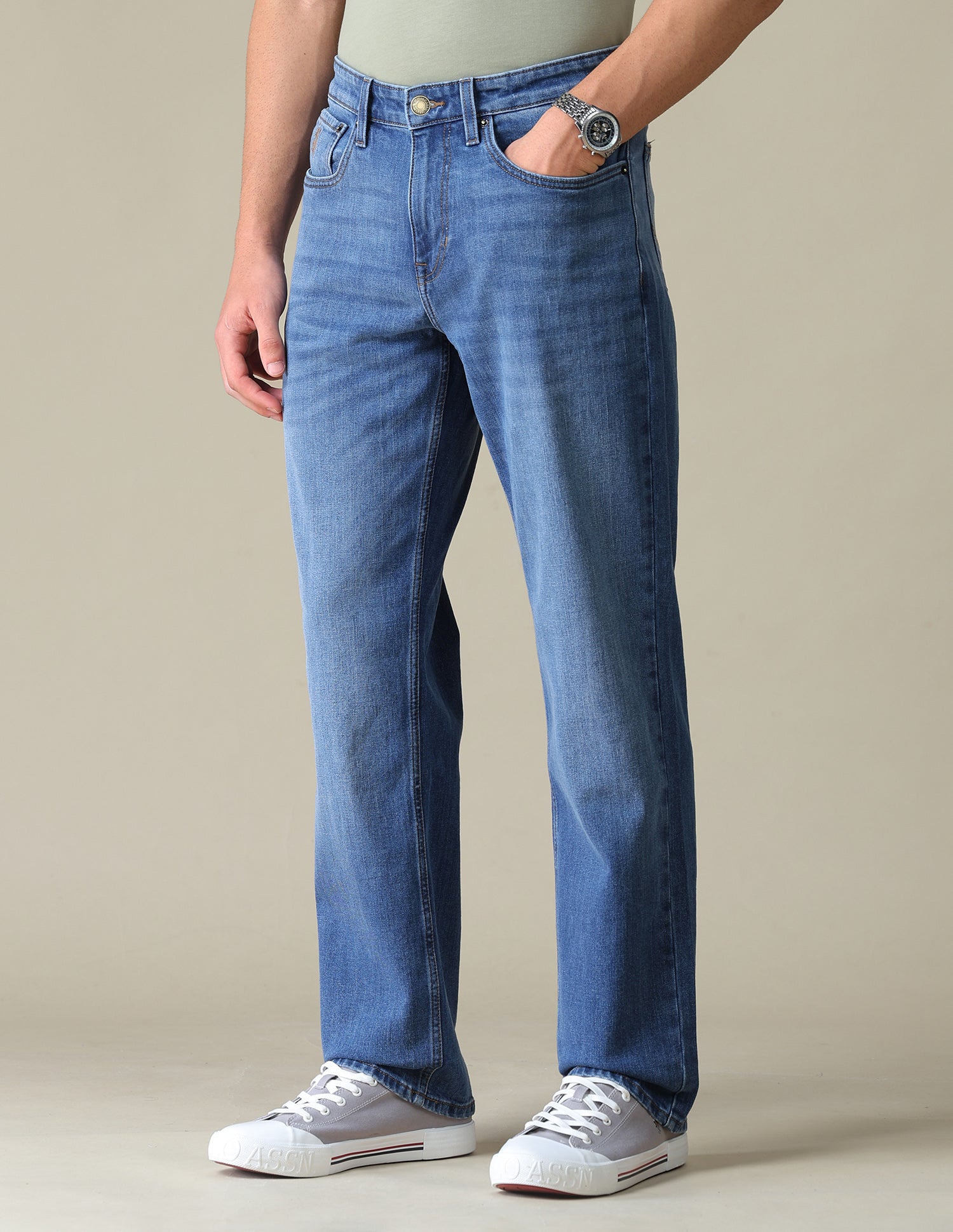 Shawn Relaxed Fit Blue Jeans Mid Blue - U.S. Polo Assn. India | Large