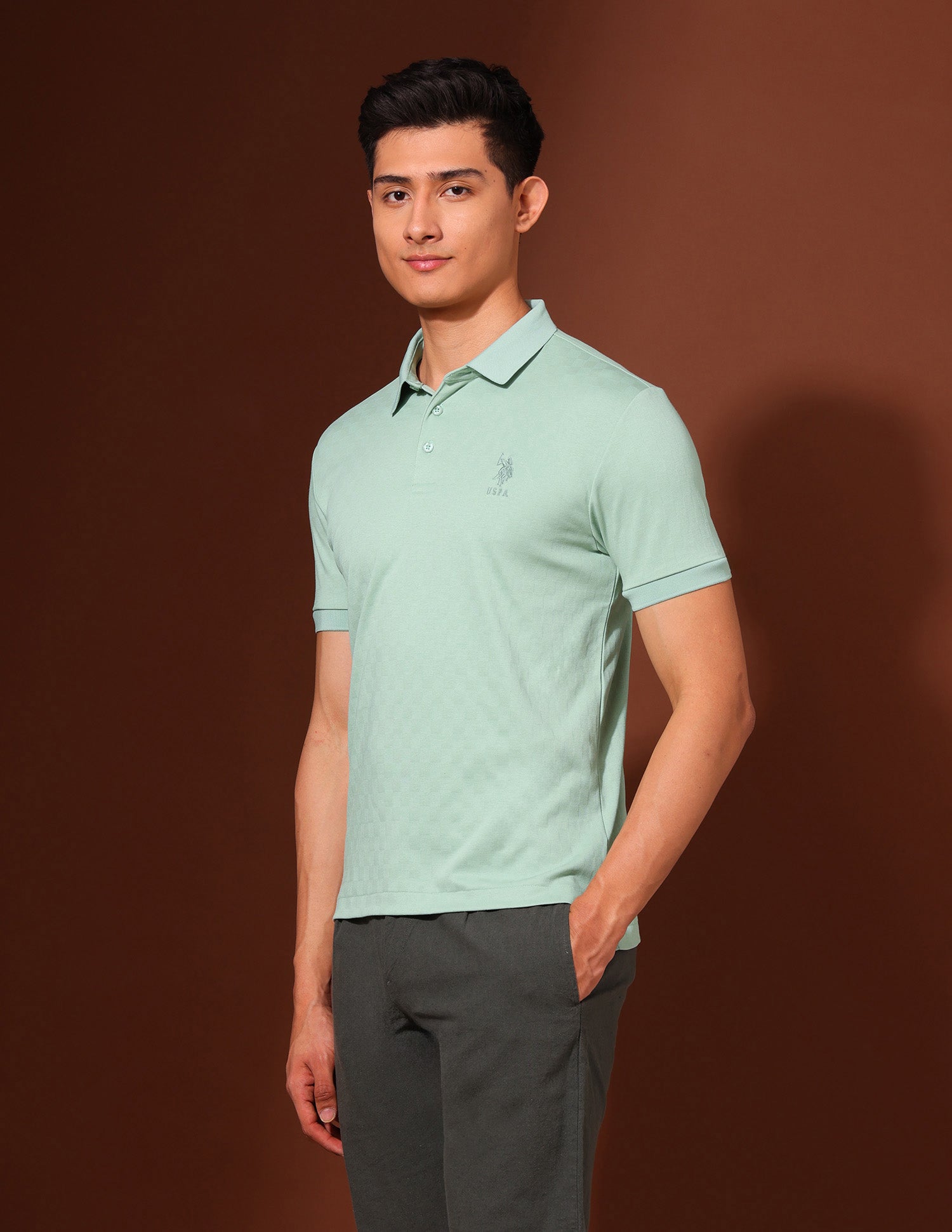 Checked Slim Fit Polo Shirt Light Green - U.S. Polo Assn. India | Large