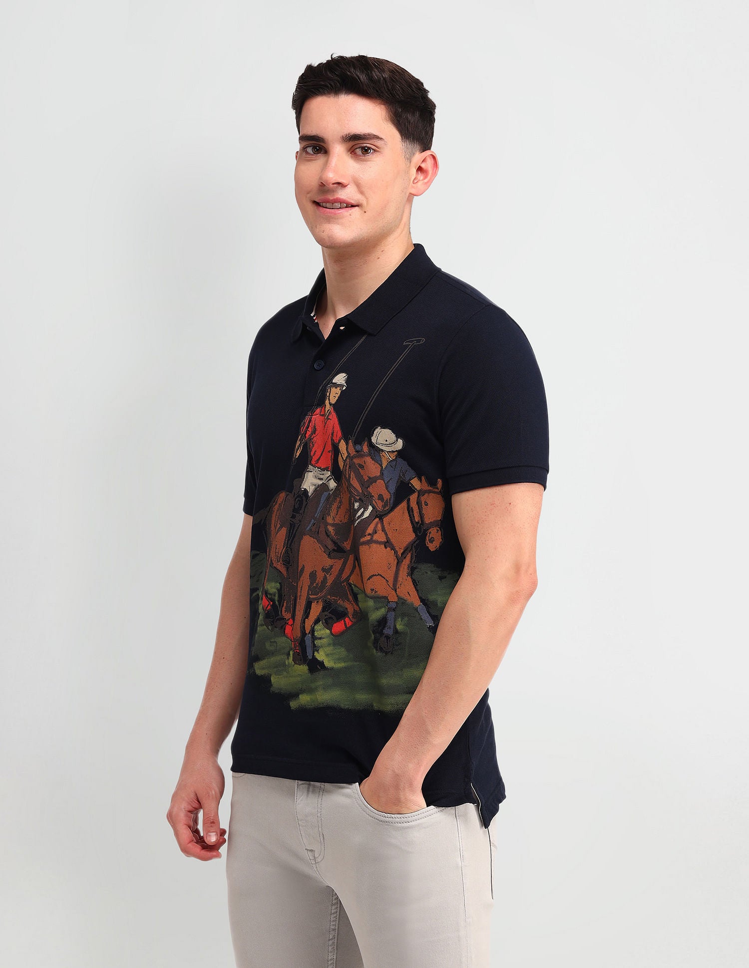 Outdoor Muscle Fit Brand Polo Shirt Navy - U.S. POLO ASSN. | Large