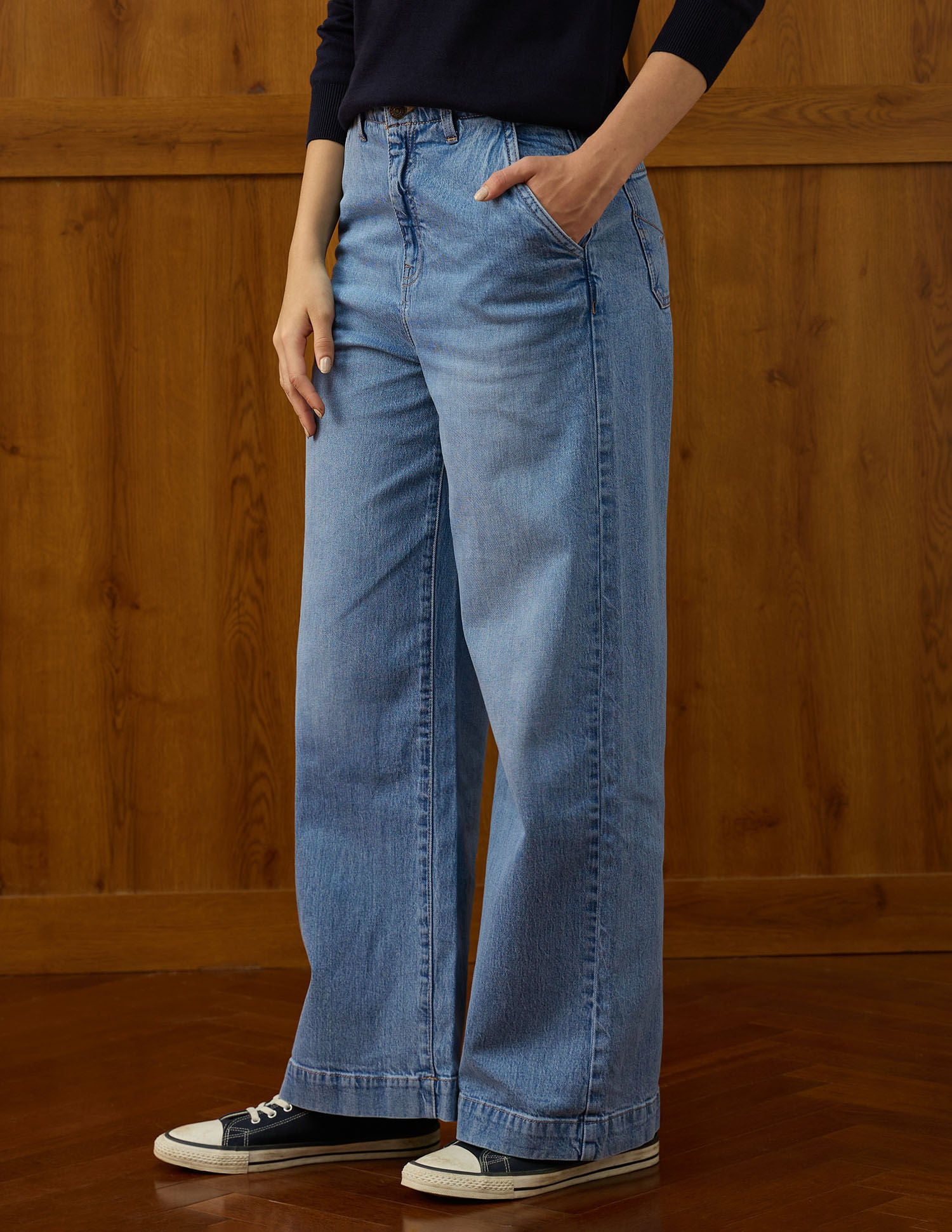 High Rise Wide Leg Fit Jeans Blue - U.S. POLO ASSN. | Large