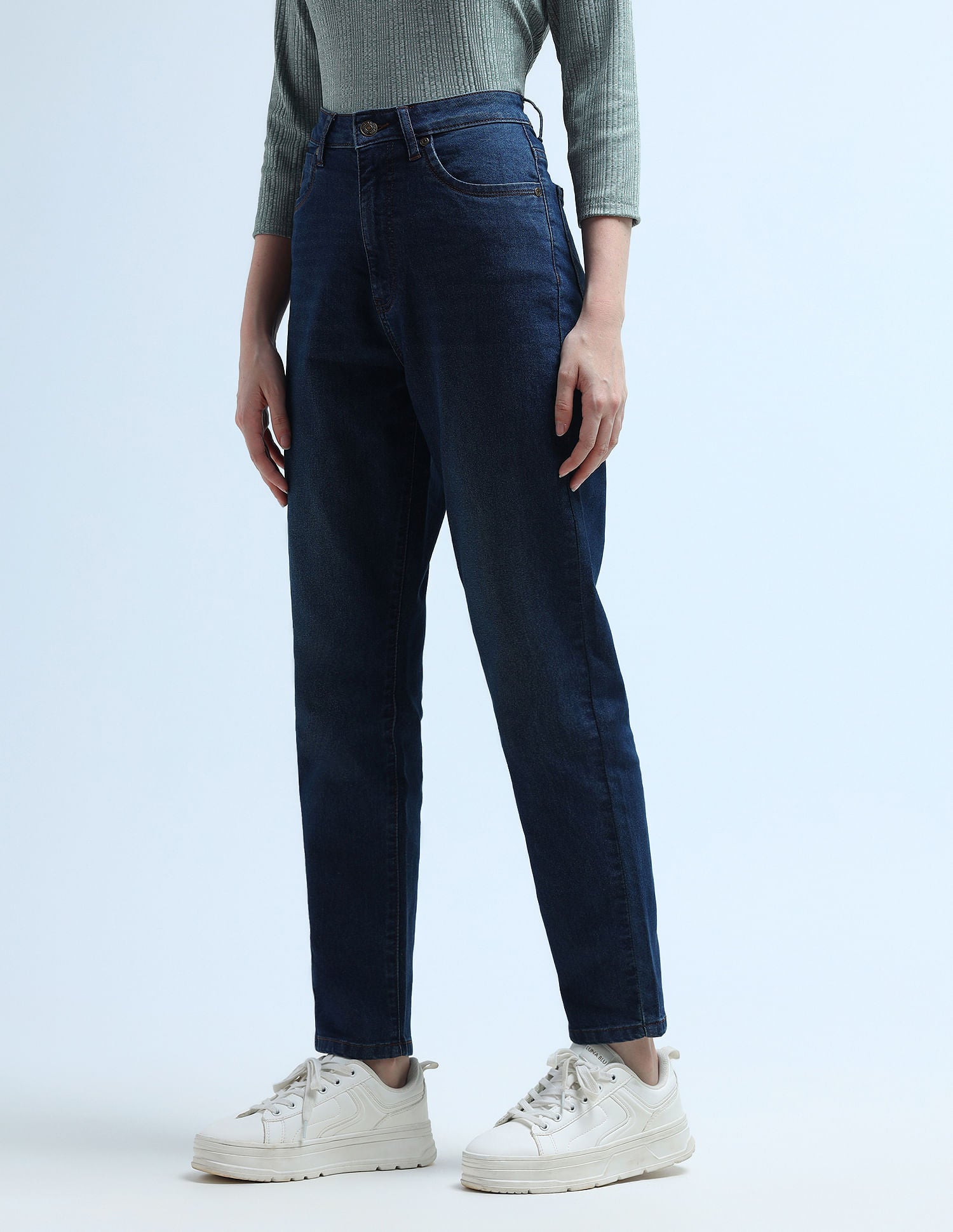 High Rise Mom Fit Jeans Dark Blue - U.S. Polo Assn. India | Large