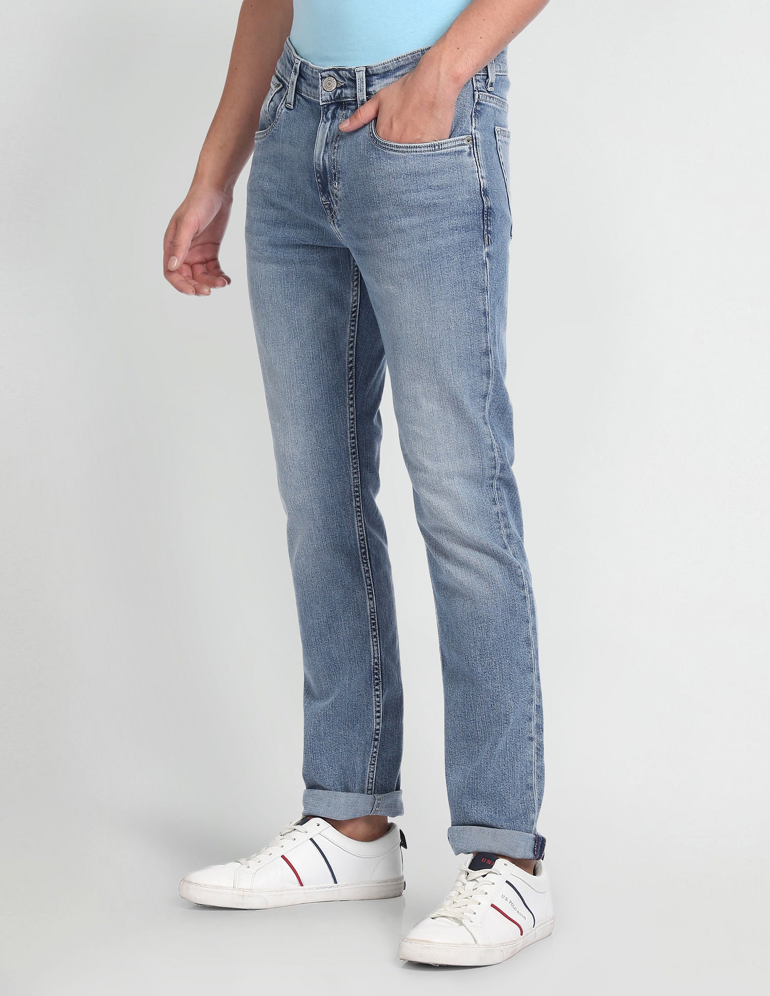 Brandon Slim Tapered Fit Blue Jeans Blue - U.S. Polo Assn. India | Large