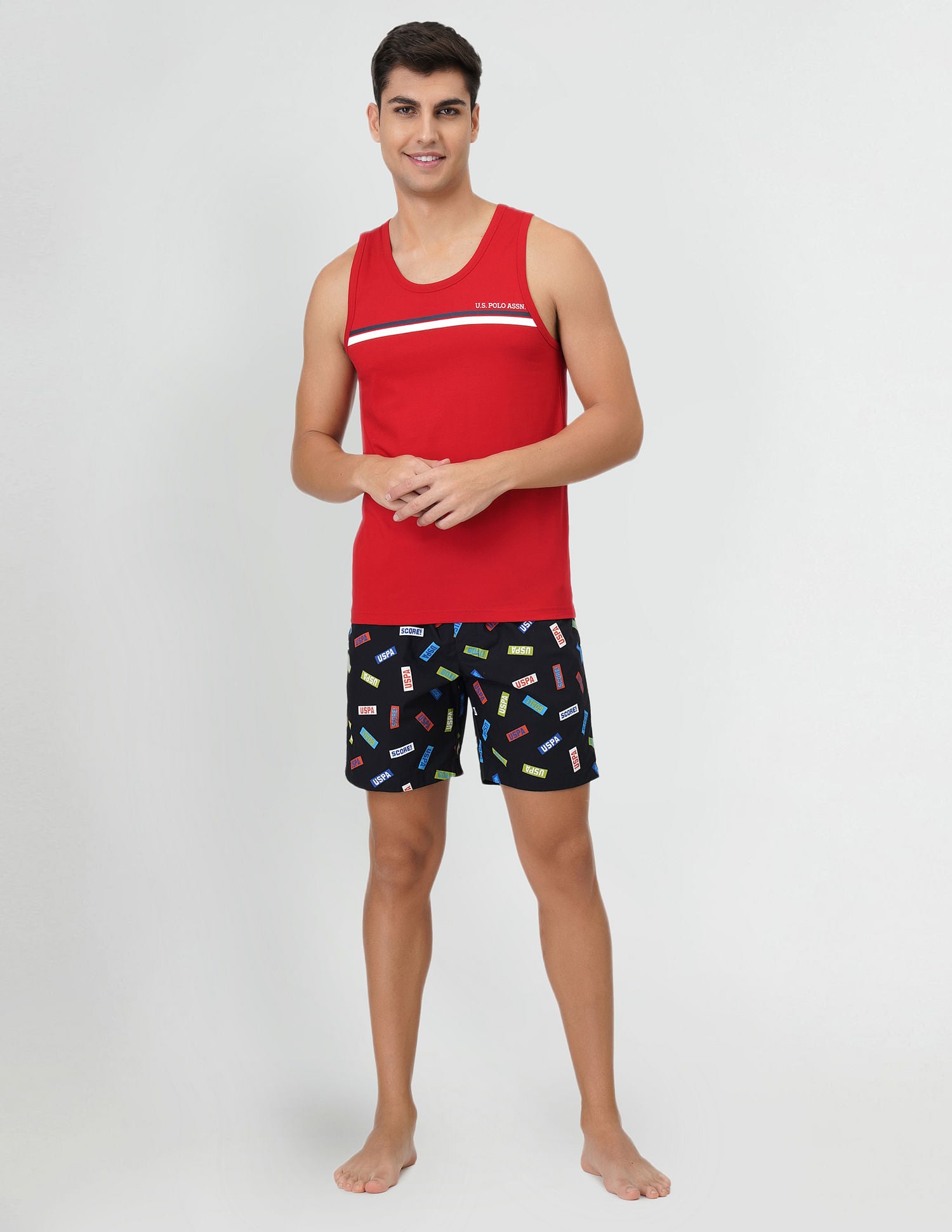 Striped Cotton EV005 Vest - Pack Of 1 Red - U.S. POLO ASSN. | Large