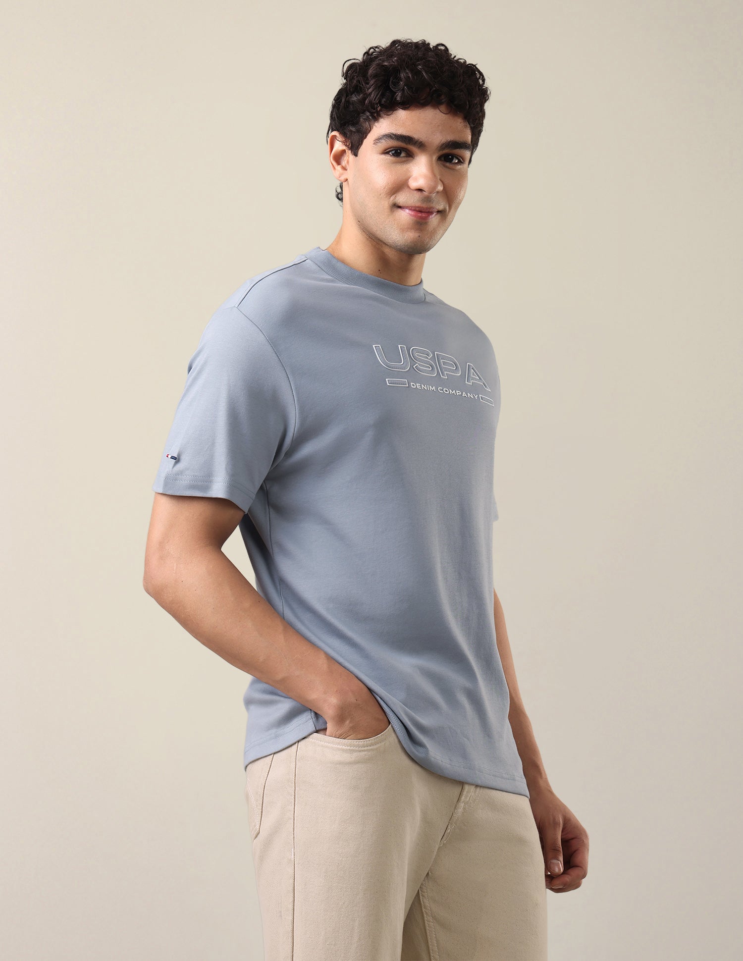 Brand Applique Slim Fit T-Shirt Blue - U.S. Polo Assn. India | Large